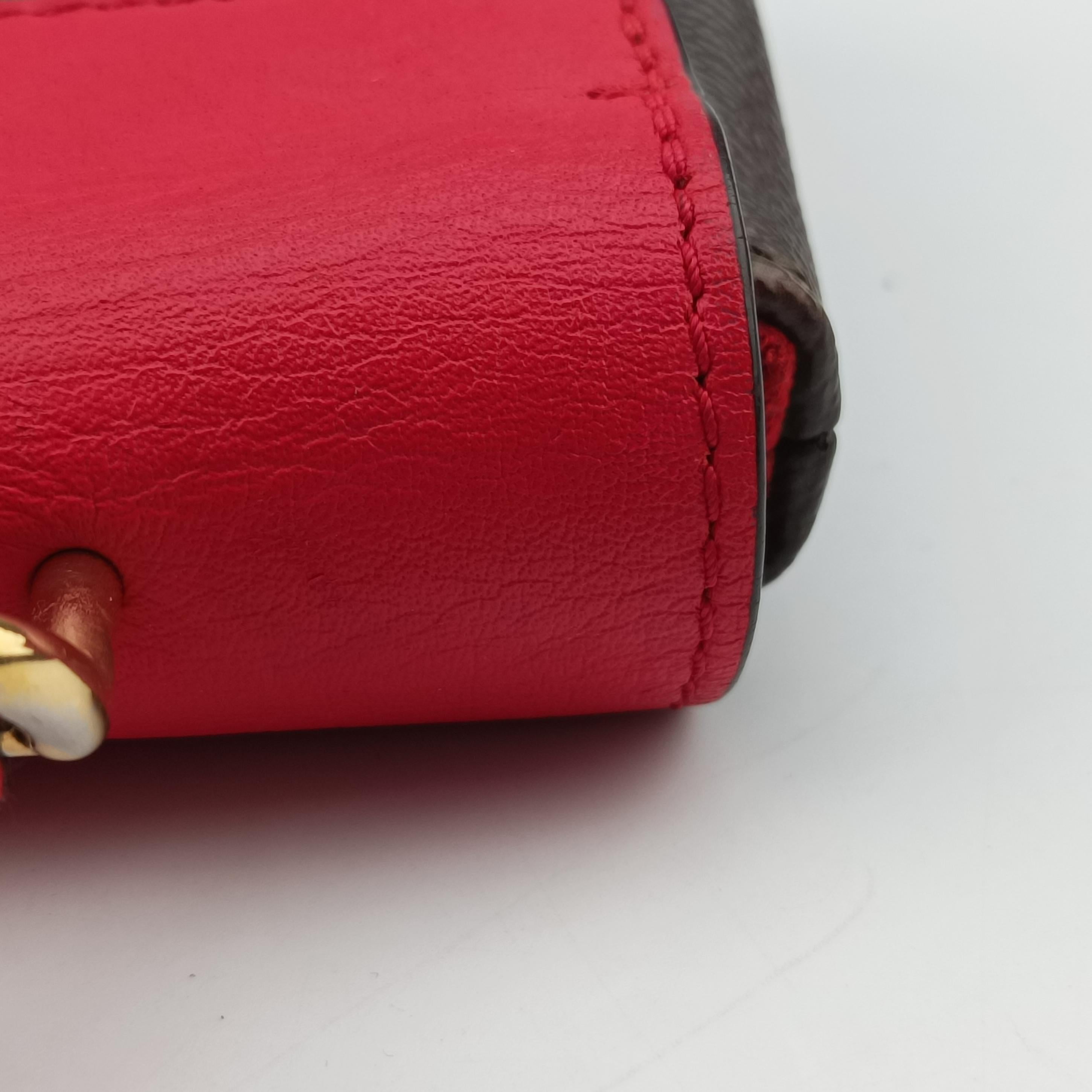 Pre-owned Louis Vuitton Rocky BB Monogram/Brown x Red Monogram canvas x calf leather M44322 shoulderbag | stylenewstar