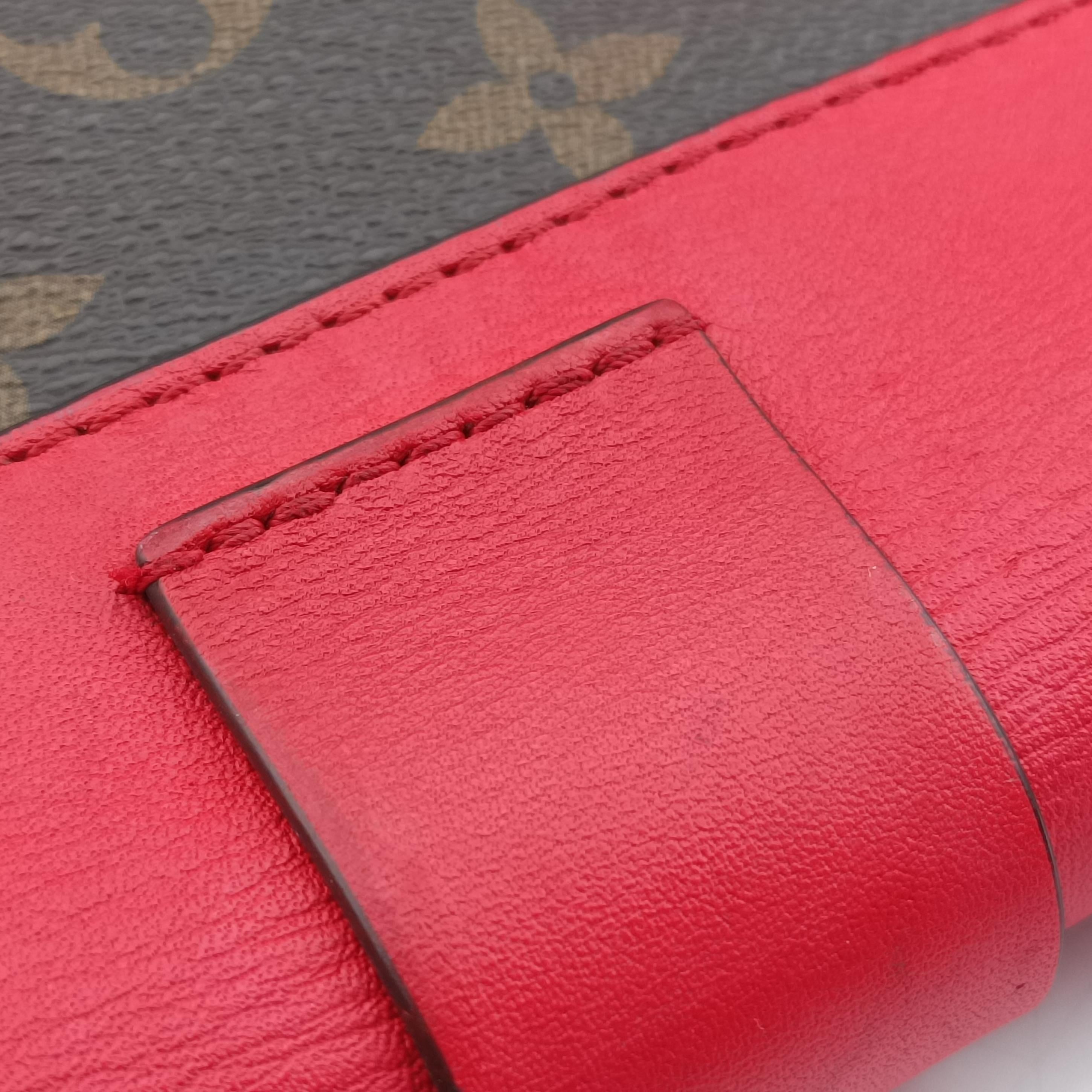 Pre-owned Louis Vuitton Rocky BB Monogram/Brown x Red Monogram canvas x calf leather M44322 shoulderbag | stylenewstar