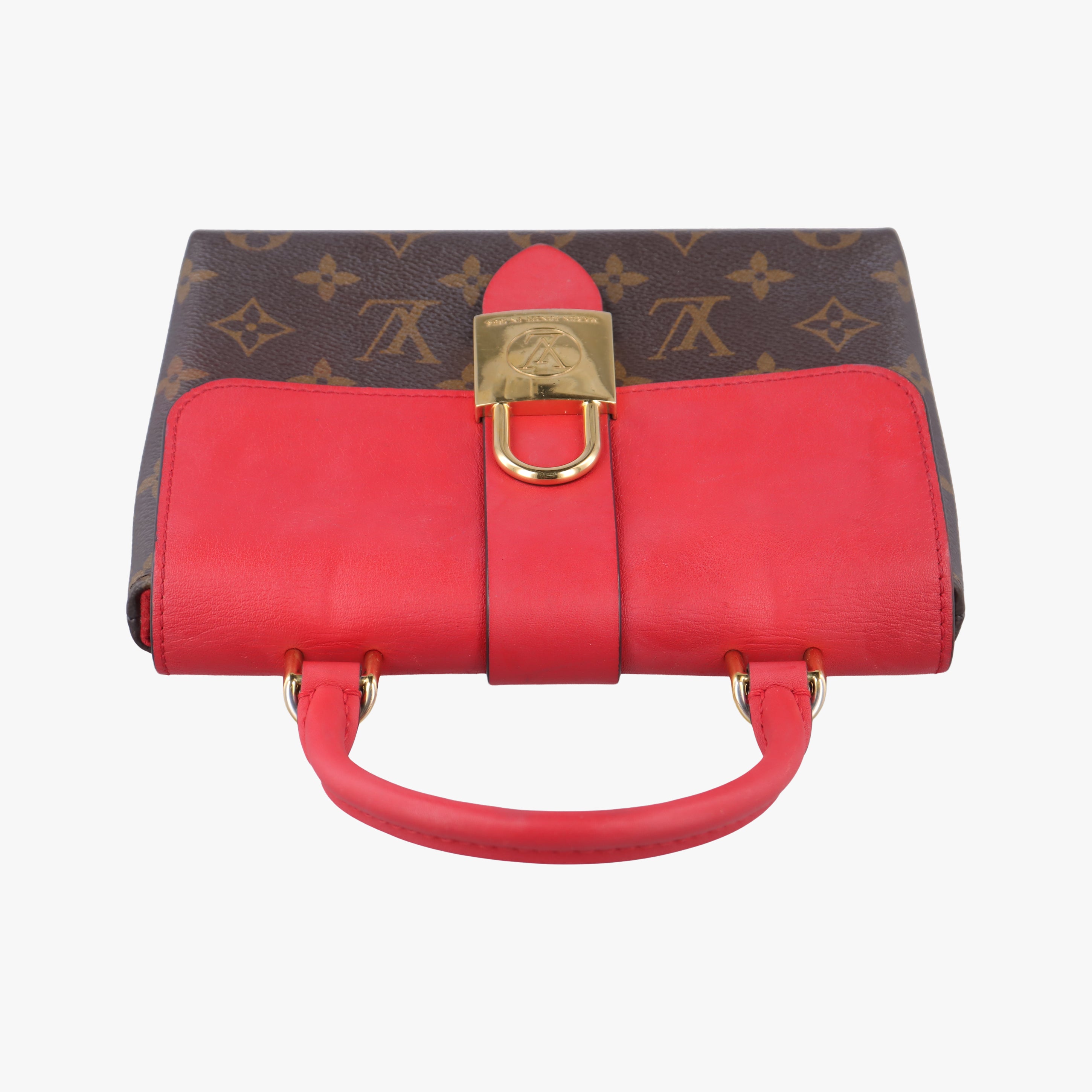 Pre-owned Louis Vuitton Rocky BB Monogram/Brown x Red Monogram canvas x calf leather M44322 shoulderbag | stylenewstar