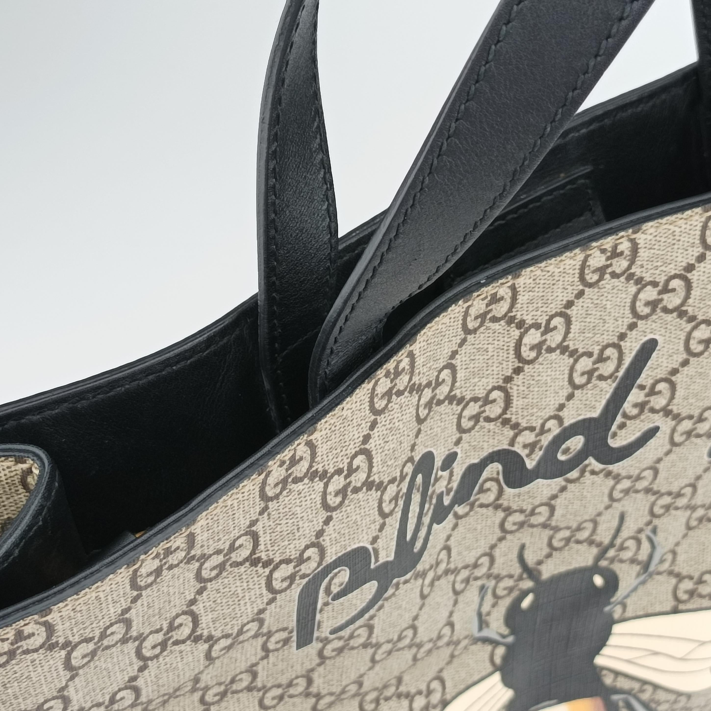 Pre-owned Gucci GG Supreme Bee beige×Multicolour PVC coated canvas 450950 shoulderbag | stylenewstar