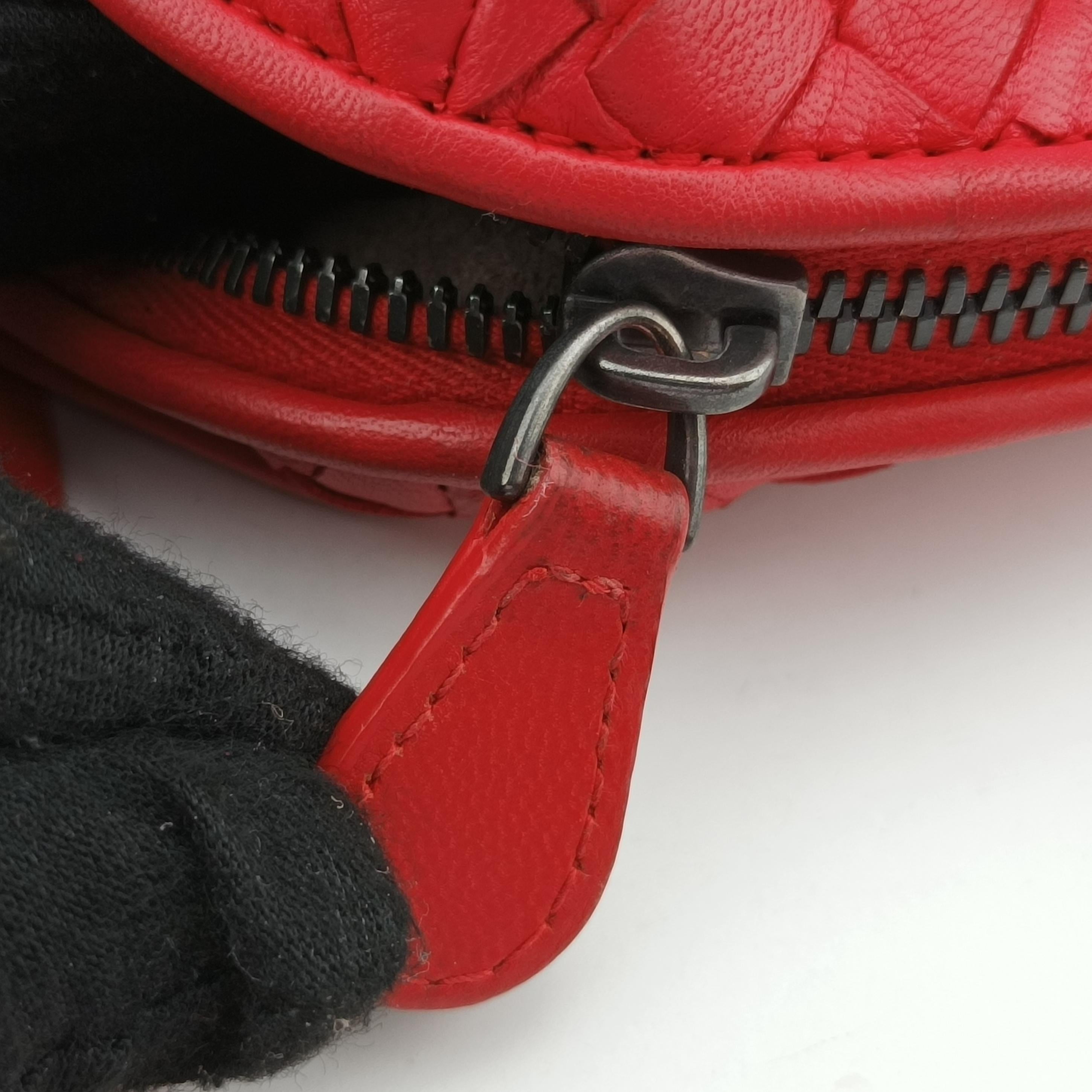 Pre-owned Bottega Veneta NODINI Intrecciato Red lambskin  shoulderbag | stylenewstar