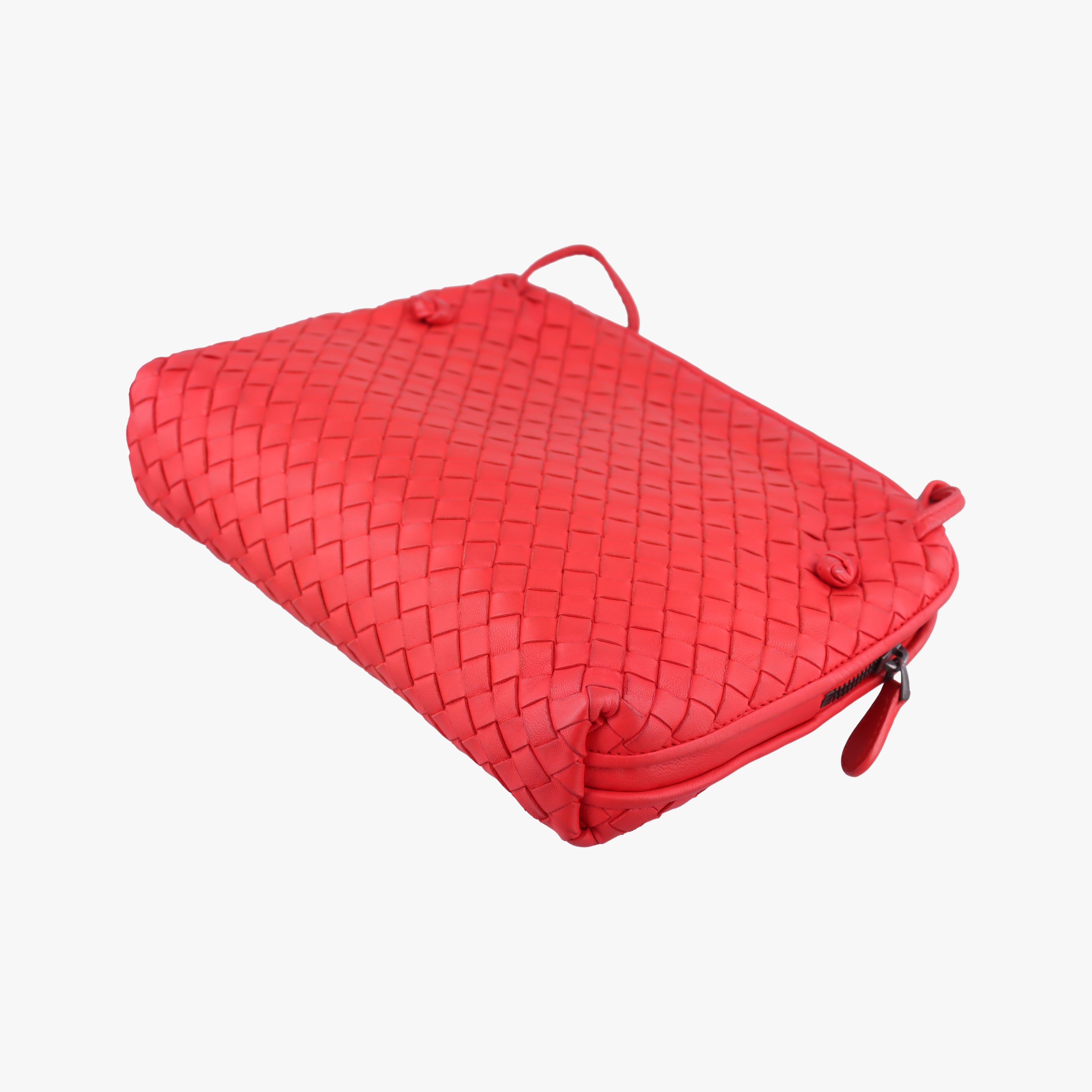 Pre-owned Bottega Veneta NODINI Intrecciato Red lambskin  shoulderbag | stylenewstar