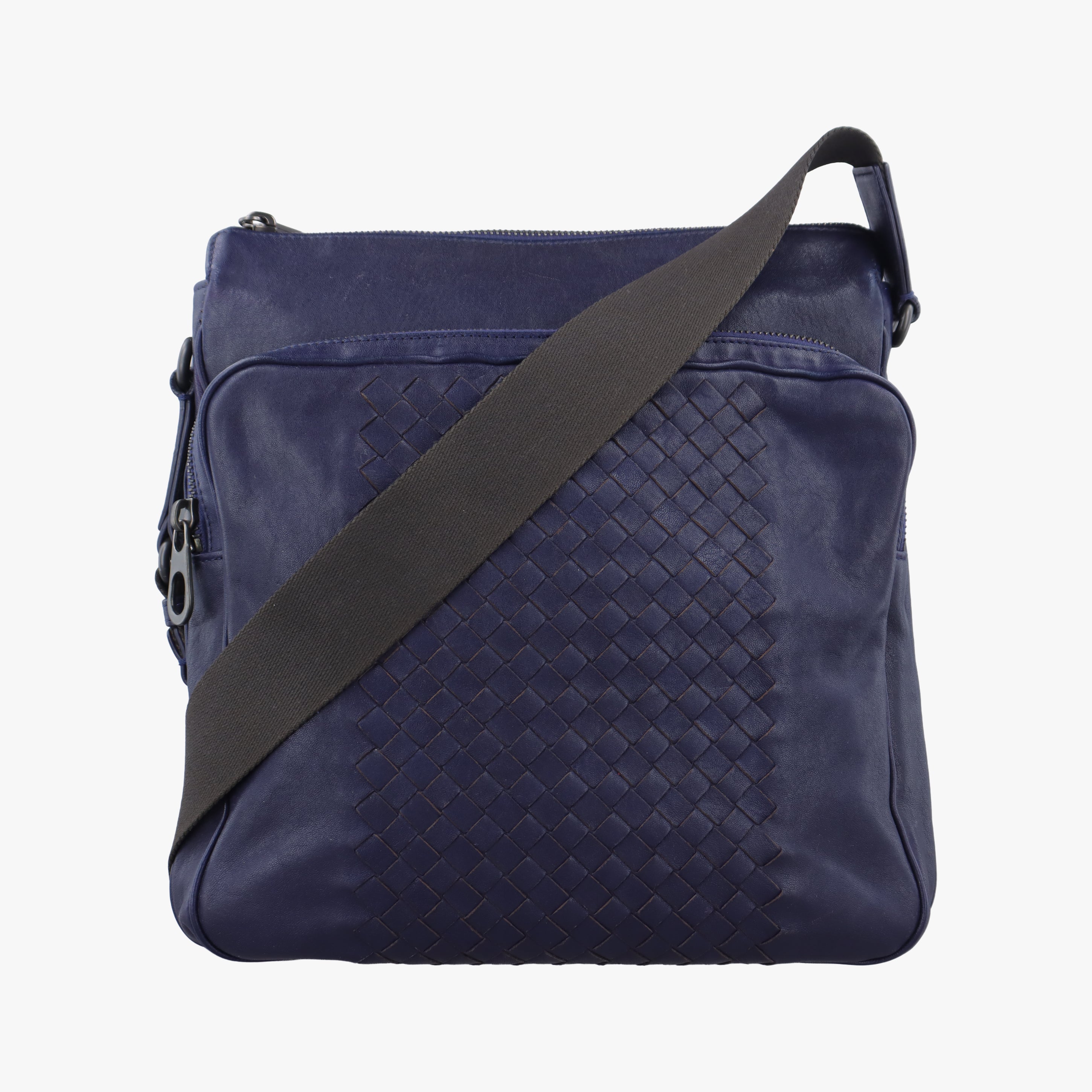 Pre-owned Bottega Veneta Intrecciato Blue lambskin  shoulderbag | stylenewstar