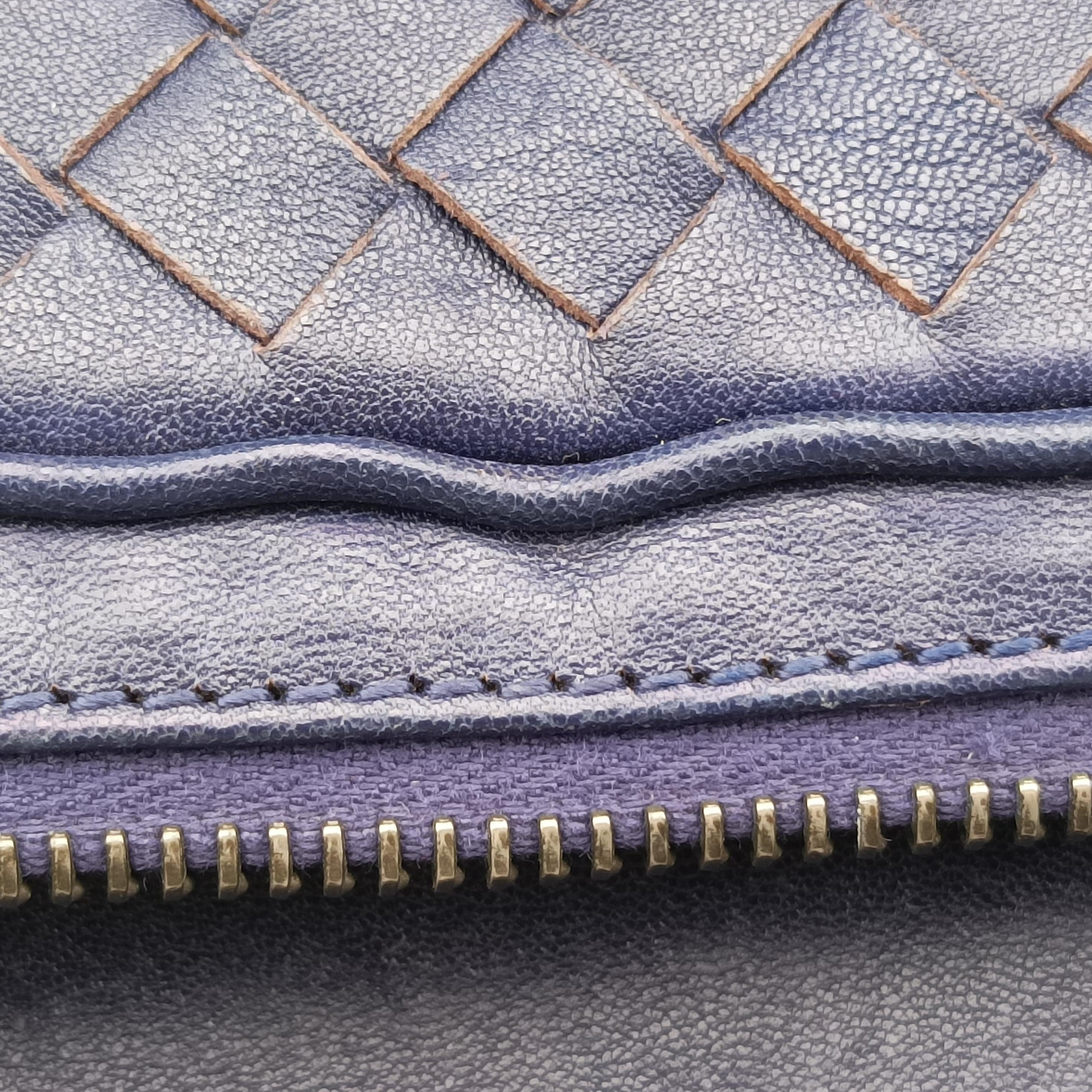 Pre-owned Bottega Veneta Intrecciato Blue lambskin  shoulderbag | stylenewstar