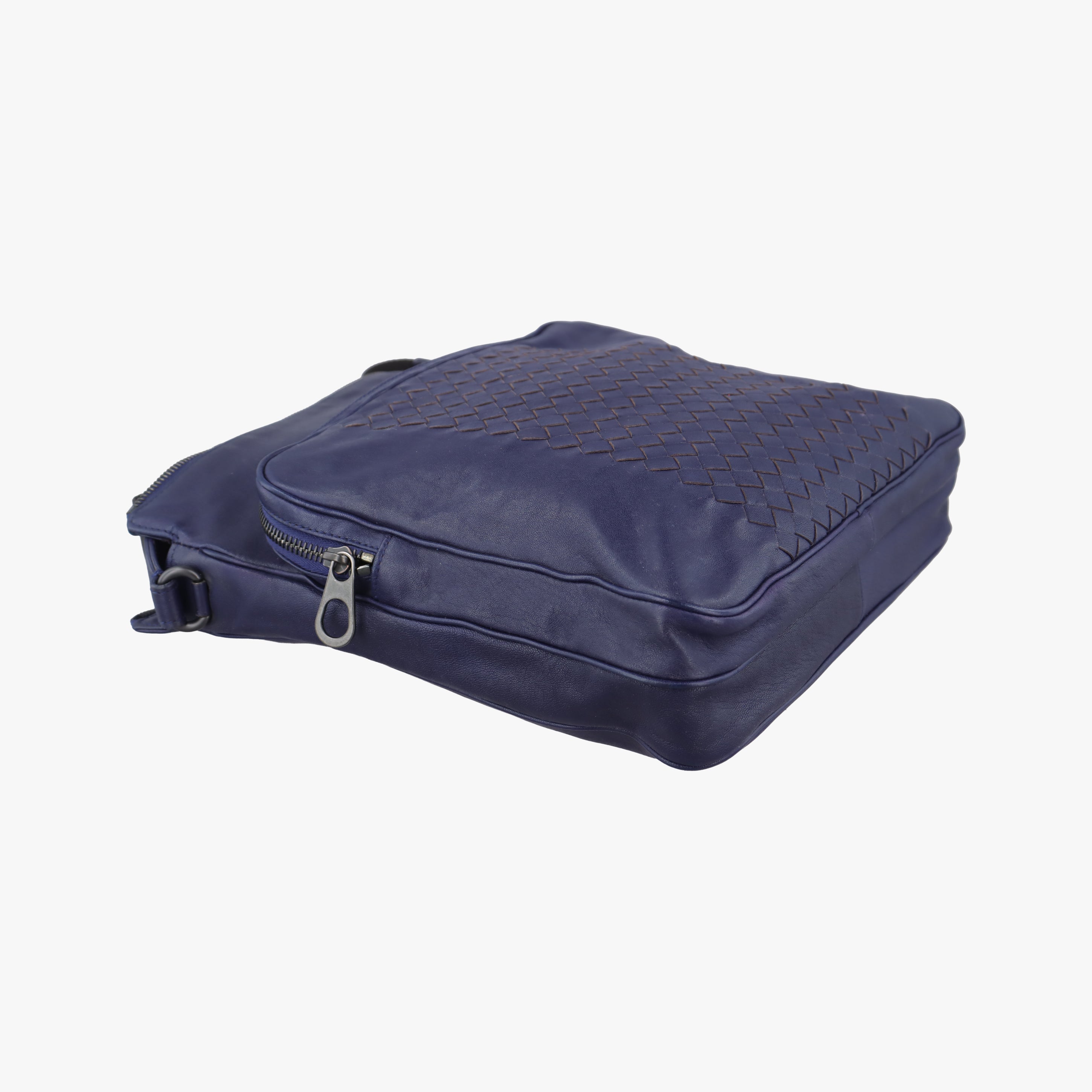 Pre-owned Bottega Veneta Intrecciato Blue lambskin  shoulderbag | stylenewstar