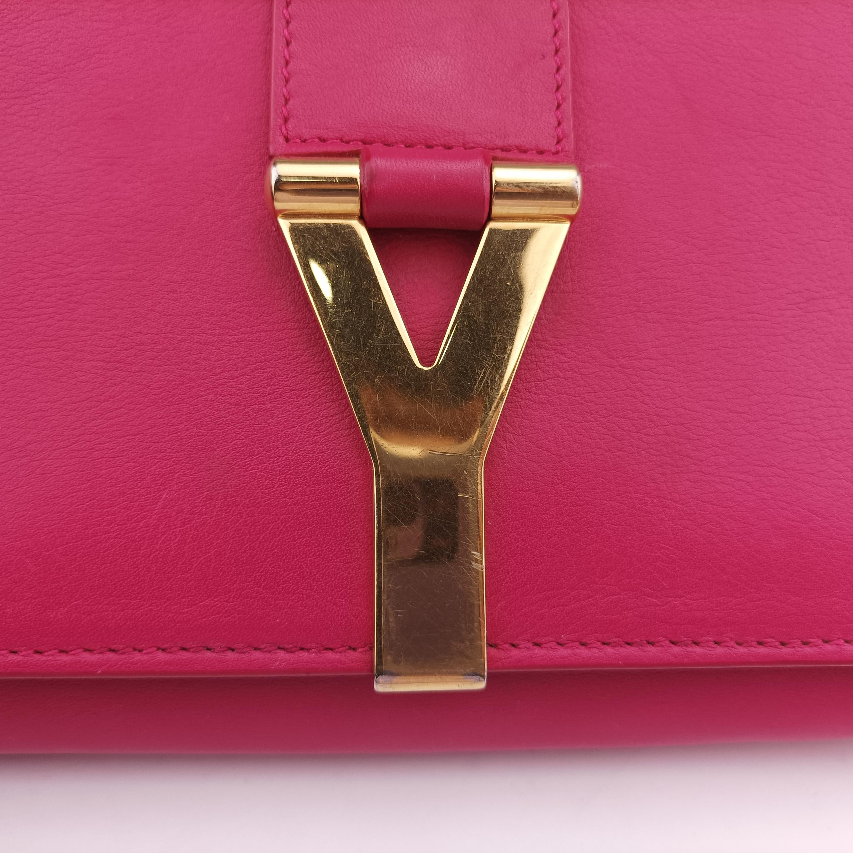 Secondhand Yves Saint Laurent ChYc Mini Y Line Classic Cabasique WOC Rose Leather 311215 shoulderbag | stylenewstar