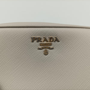 Pre-owned Prada VITELLO PHENIX camera bag White SAFFIANO Leather 1N1674 shoulderbag | stylenewstar