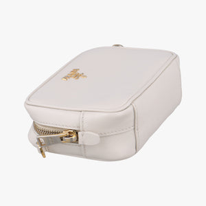 Pre-owned Prada VITELLO PHENIX camera bag White SAFFIANO Leather 1N1674 shoulderbag | stylenewstar