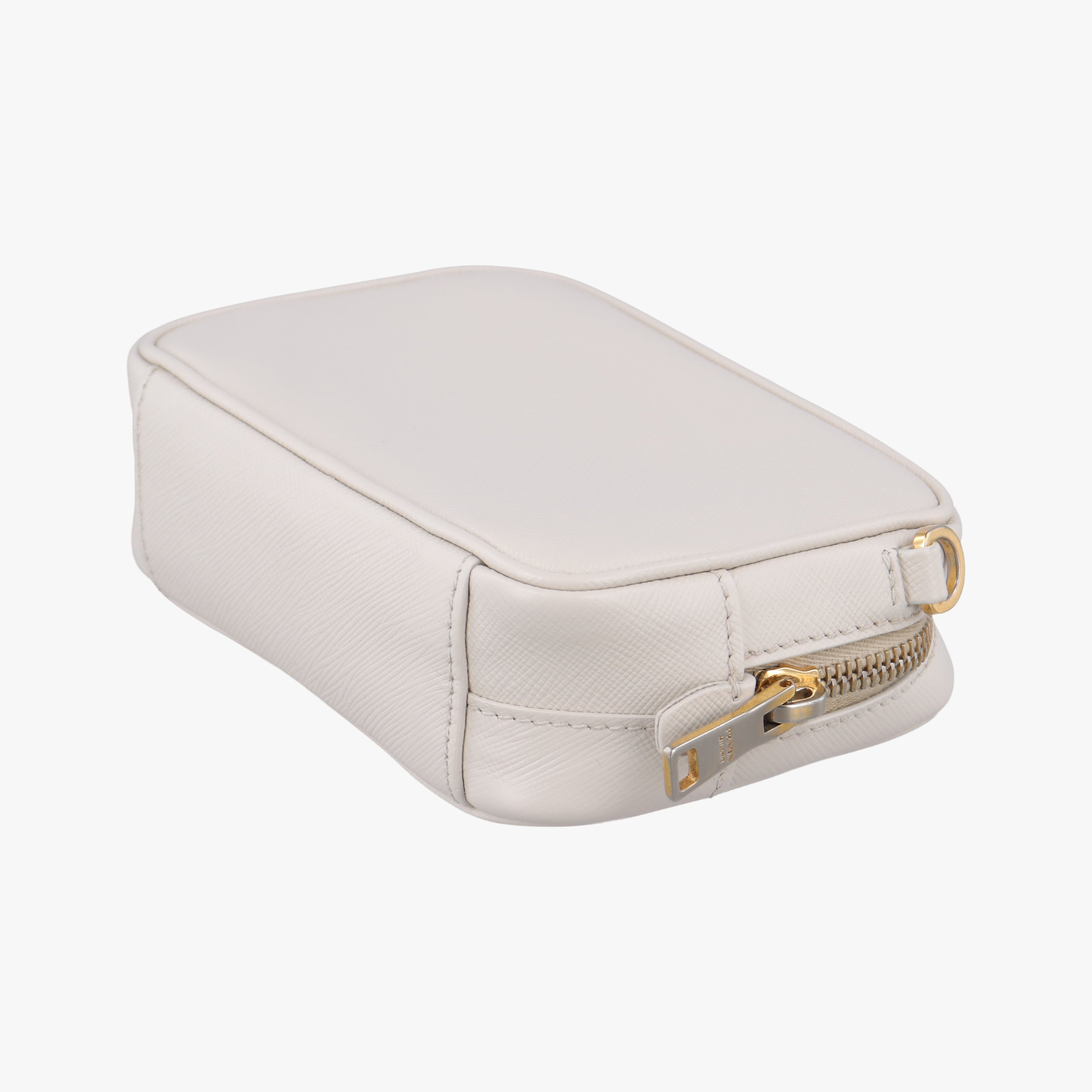 Pre-owned Prada VITELLO PHENIX camera bag White SAFFIANO Leather 1N1674 shoulderbag | stylenewstar