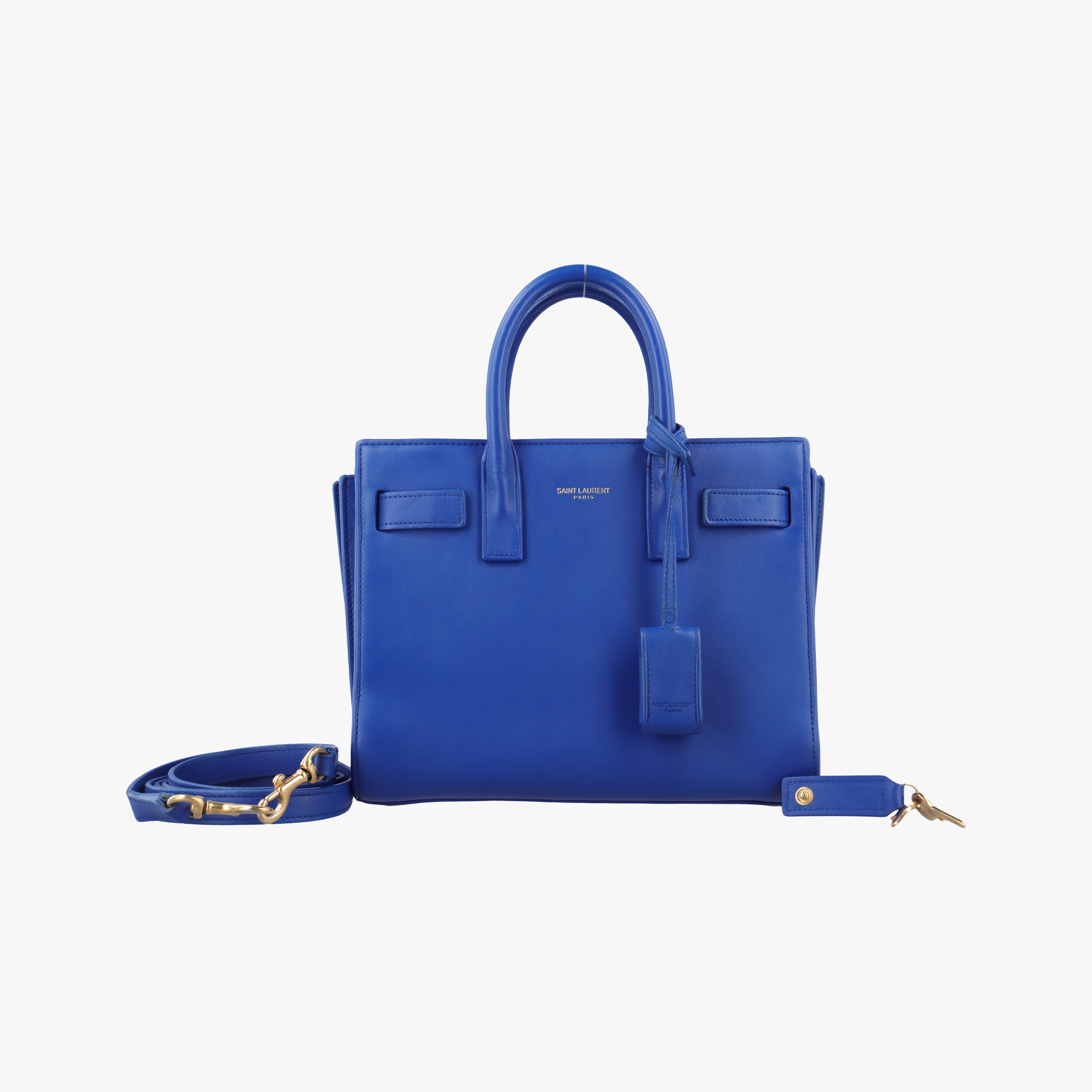 Pre-owned Yves Saint Laurent SAC DE JOUR Blue Leather 340778 shoulderbag | stylenewstar