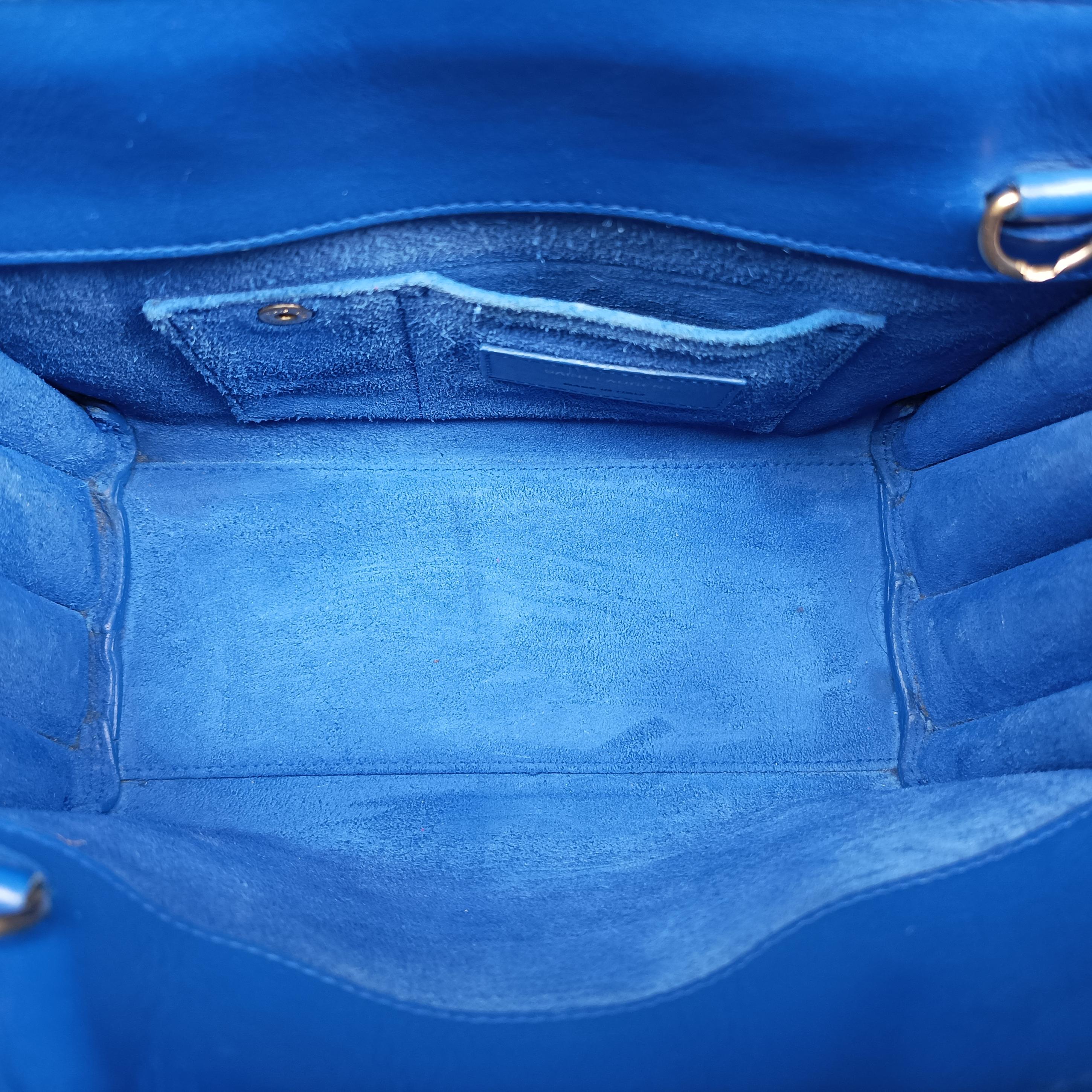 Pre-owned Yves Saint Laurent SAC DE JOUR Blue Leather 340778 shoulderbag | stylenewstar