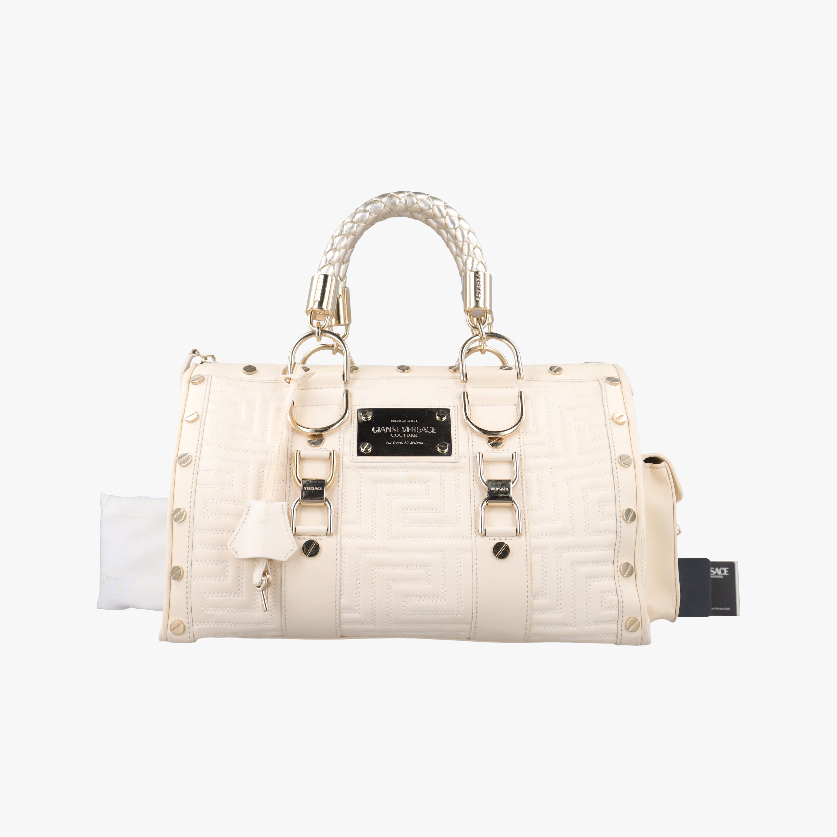 Secondhand VERSACE Couture Snap White leather  handbag | stylenewstar