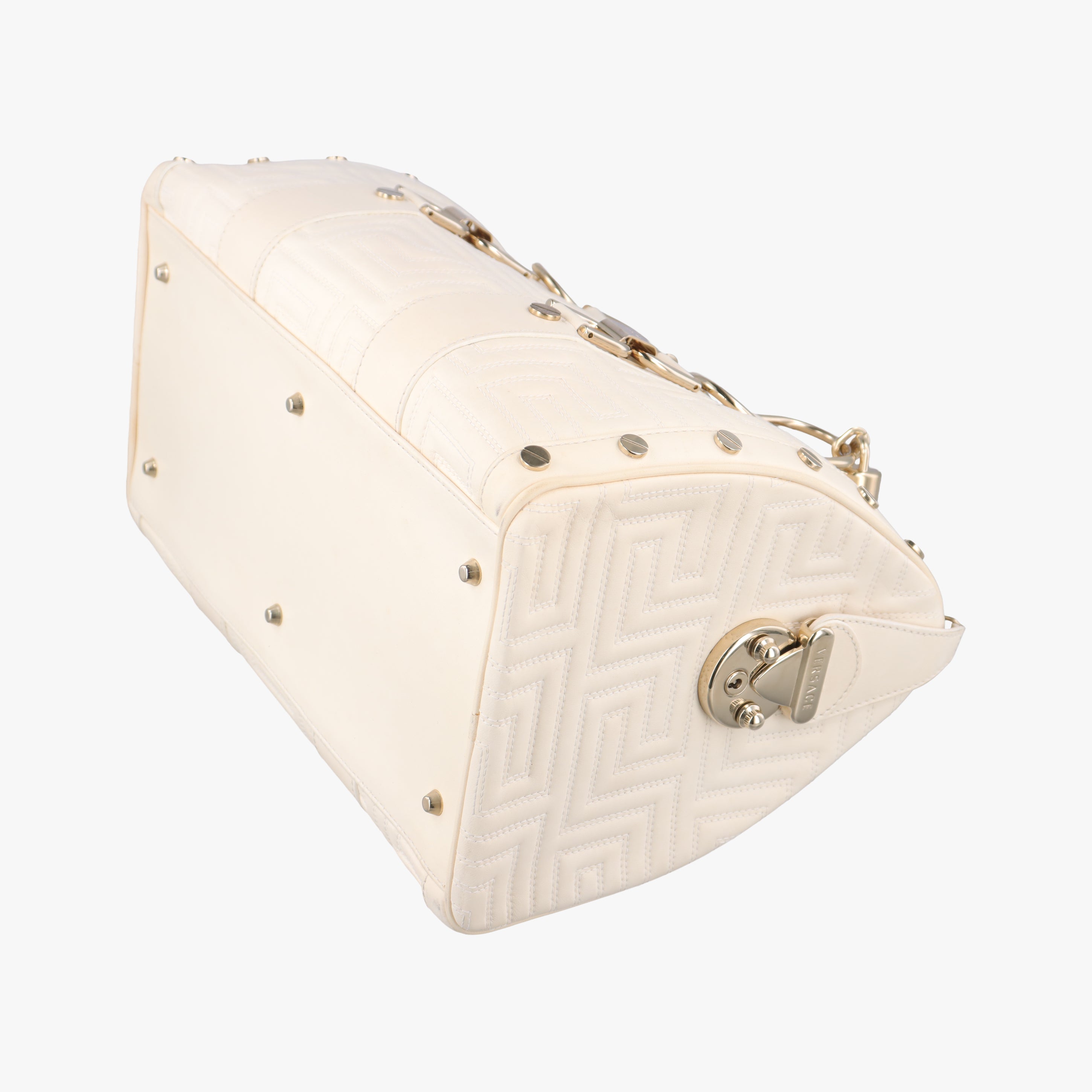 Secondhand VERSACE Couture Snap White leather  handbag | stylenewstar