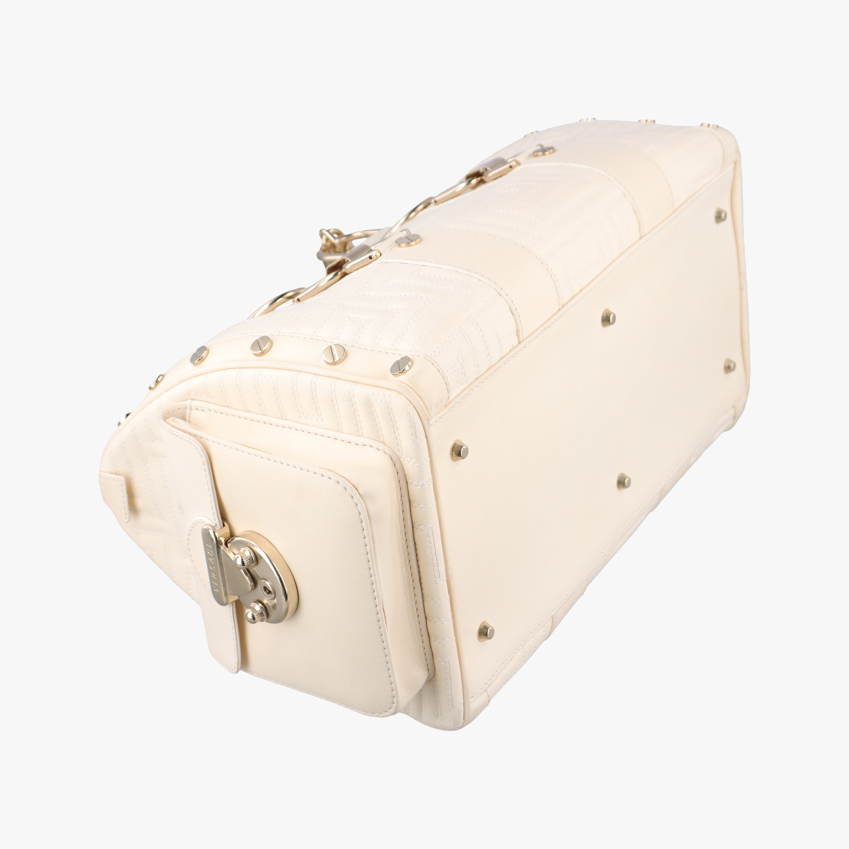 Secondhand VERSACE Couture Snap White leather  handbag | stylenewstar