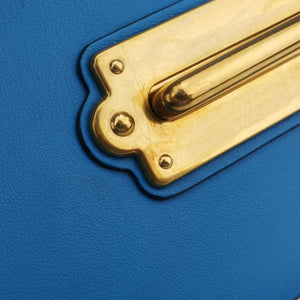 Pre-owned Prada Cahier Blue×Black Leather 1BD045 shoulderbag | stylenewstar