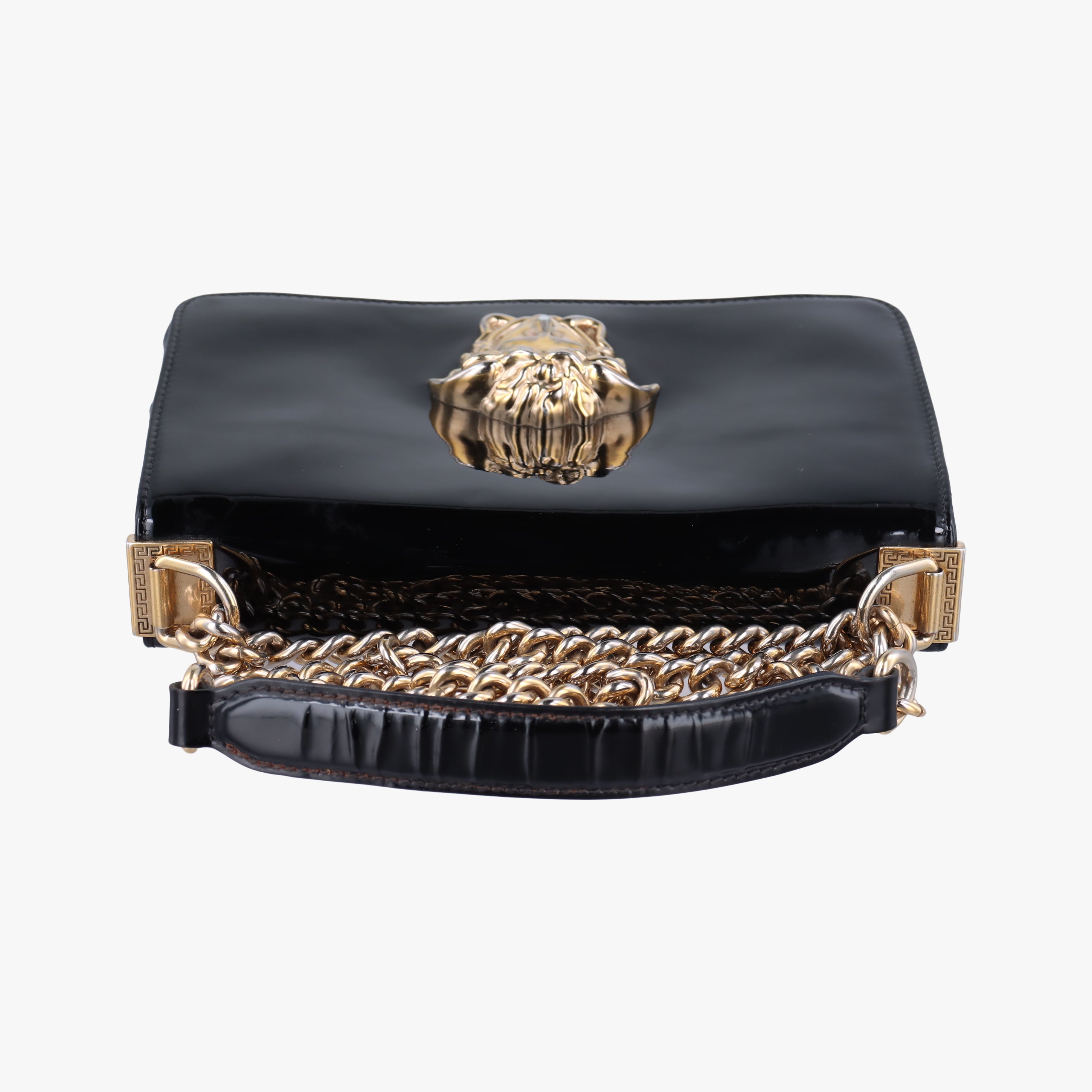 Pre-owned VERSACE La Medusa Black Patent×leather  shoulderbag | stylenewstar