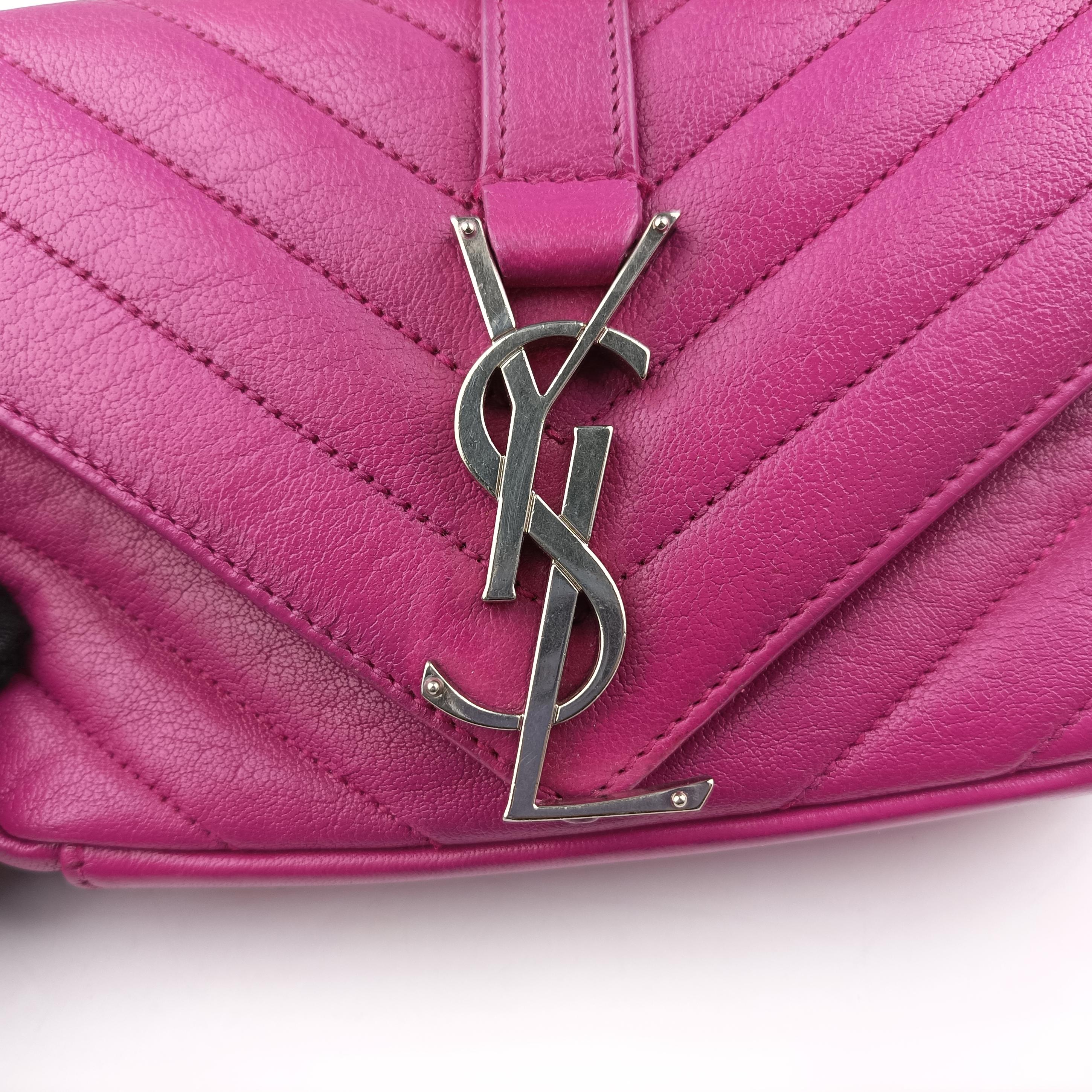 Pre-owned Yves Saint Laurent Baby Chai Rose Leather 399289 shoulderbag | stylenewstar