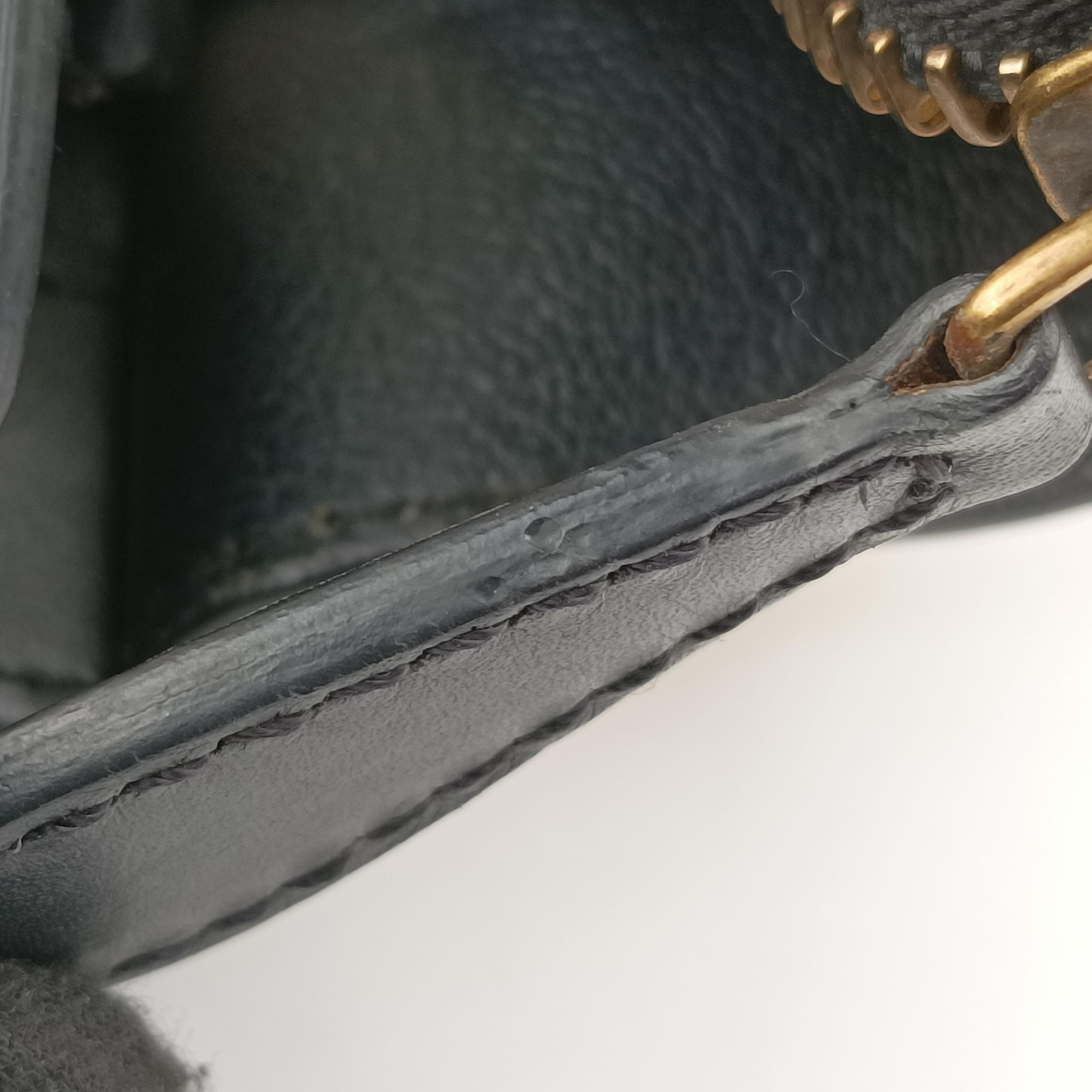 Pre-owned Celine Luggage Mini Shopper Black × White × Yellow Leather  handbag | stylenewstar