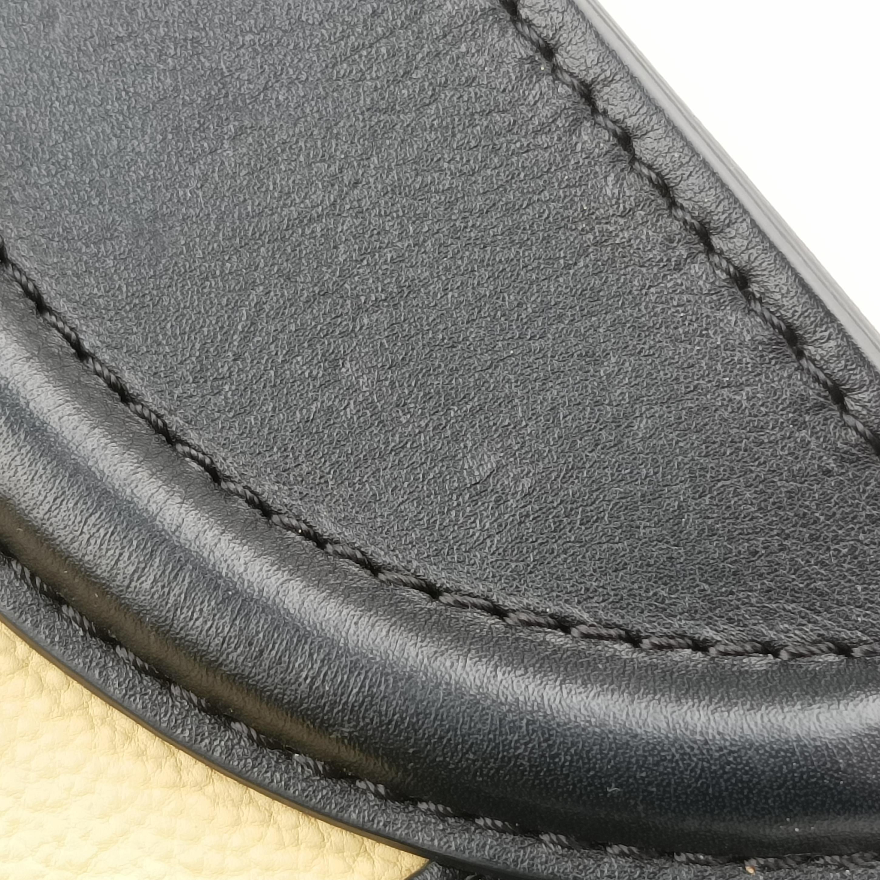 Pre-owned Celine Luggage Mini Shopper Black × White × Yellow Leather  handbag | stylenewstar