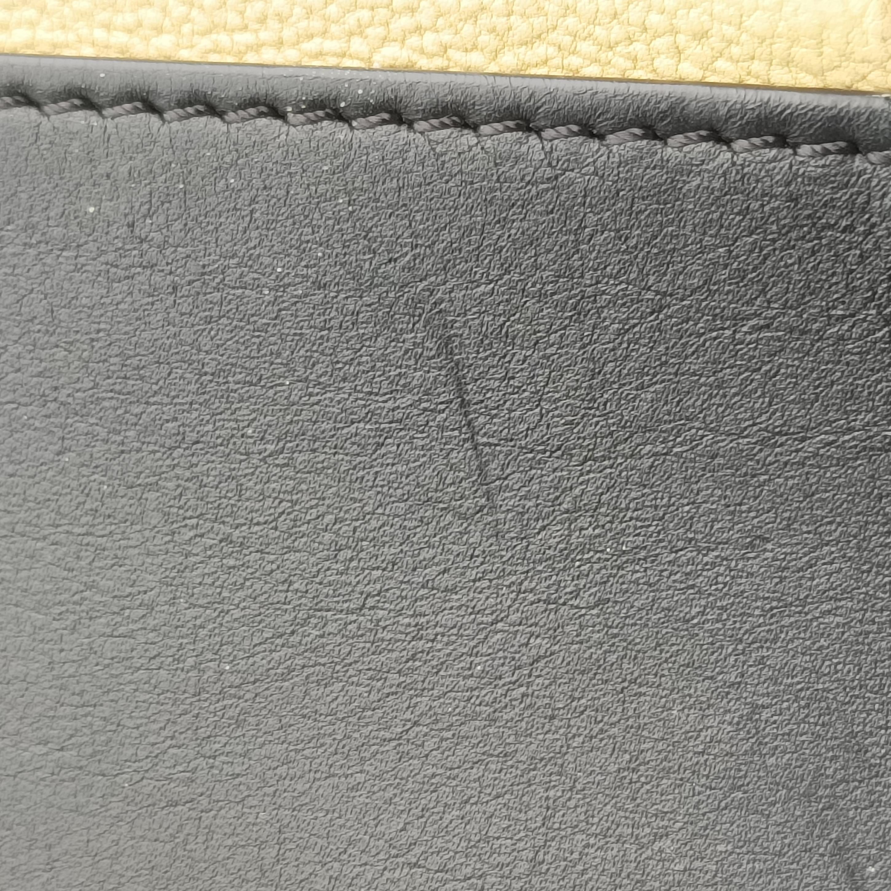 Pre-owned Celine Luggage Mini Shopper Black × White × Yellow Leather  handbag | stylenewstar