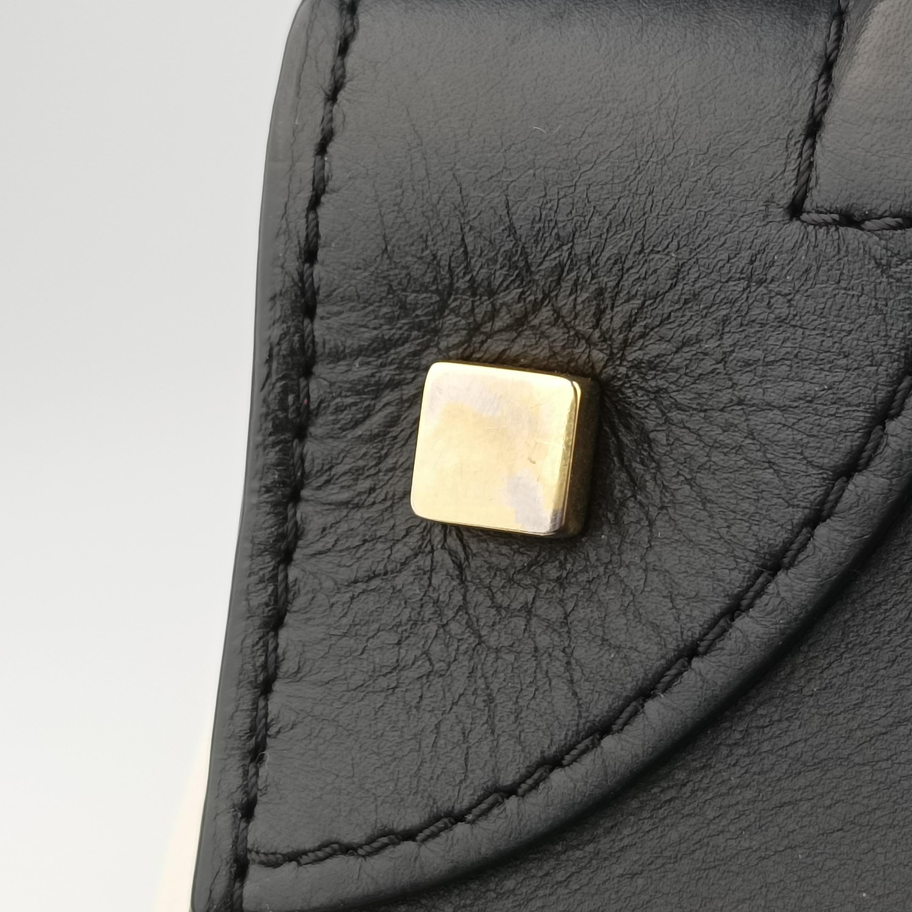 Pre-owned Celine Luggage Mini Shopper Black × White × Yellow Leather  handbag | stylenewstar