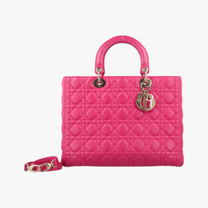 Pre-owned Christian Dior Lady Dior Rose lambskin  shoulderbag | stylenewstar