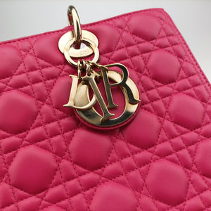 Pre-owned Christian Dior Lady Dior Rose lambskin  shoulderbag | stylenewstar