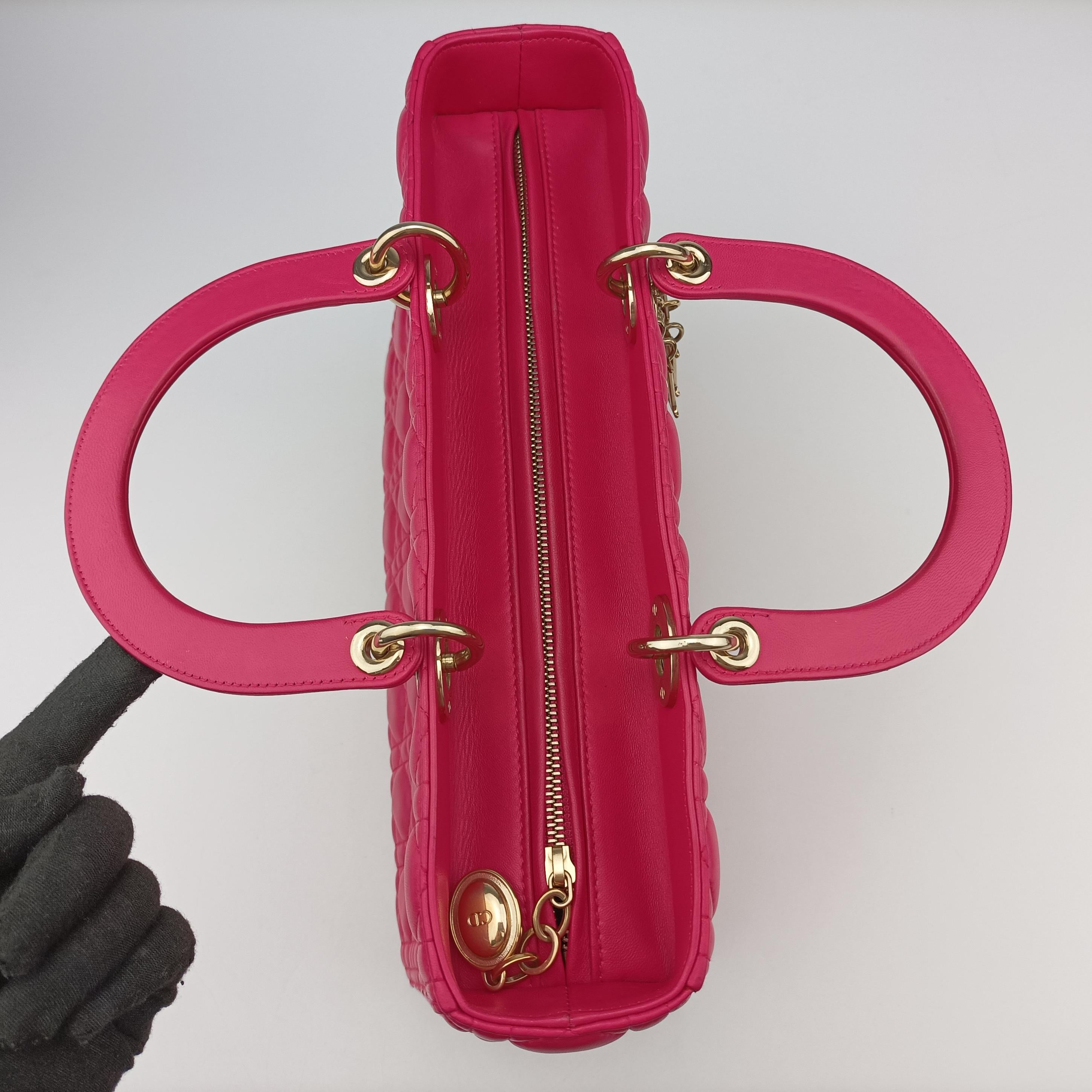 Pre-owned Christian Dior Lady Dior Rose lambskin  shoulderbag | stylenewstar