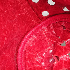 Pre-owned Balenciaga Perforated Polka Dots Kraft Red lambskin  shoulderbag | stylenewstar