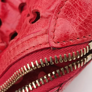 Pre-owned Balenciaga Perforated Polka Dots Kraft Red lambskin  shoulderbag | stylenewstar