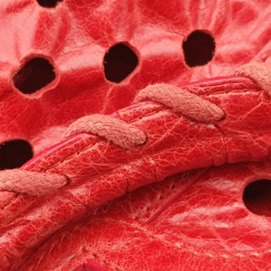 Pre-owned Balenciaga Perforated Polka Dots Kraft Red lambskin  shoulderbag | stylenewstar