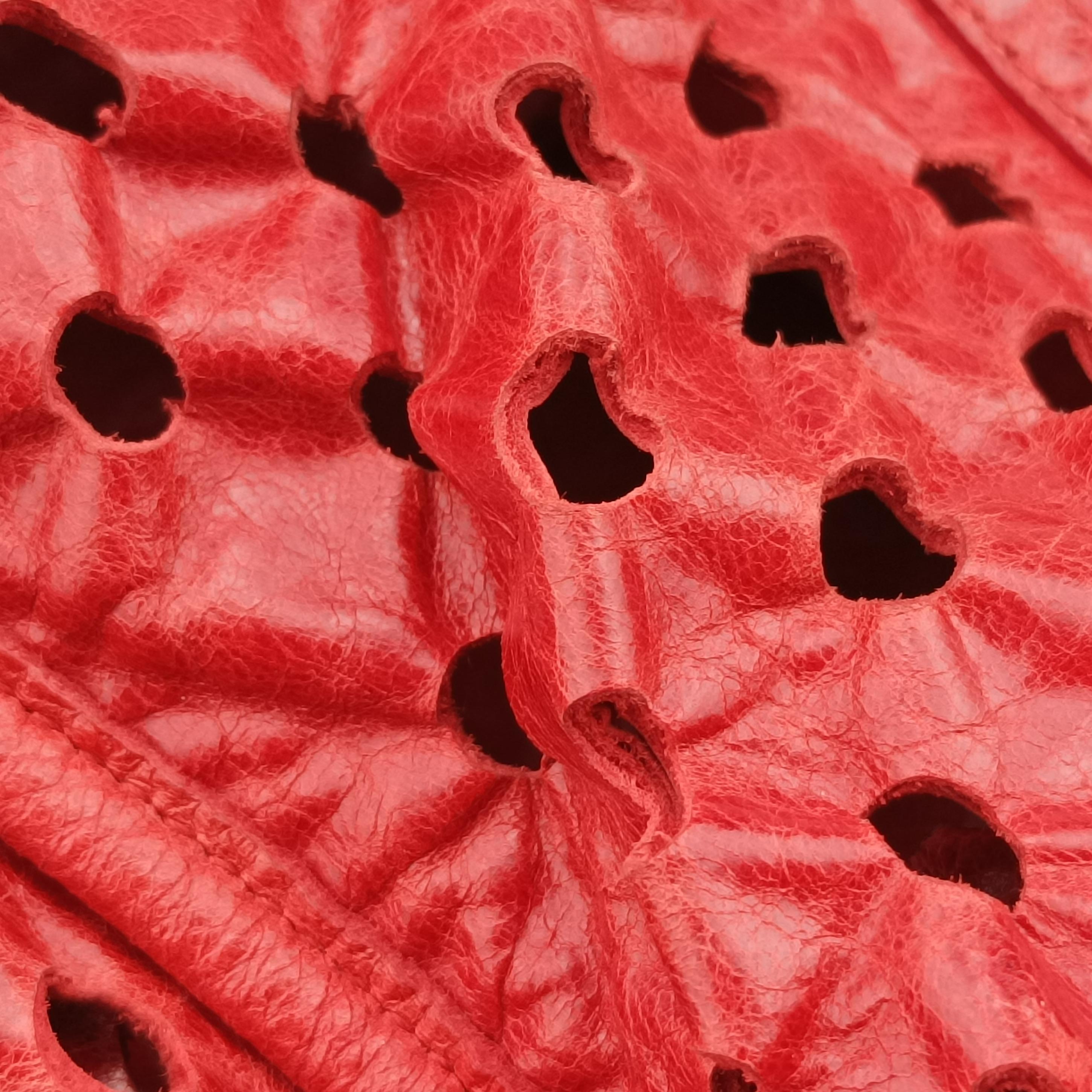 Pre-owned Balenciaga Perforated Polka Dots Kraft Red lambskin  shoulderbag | stylenewstar