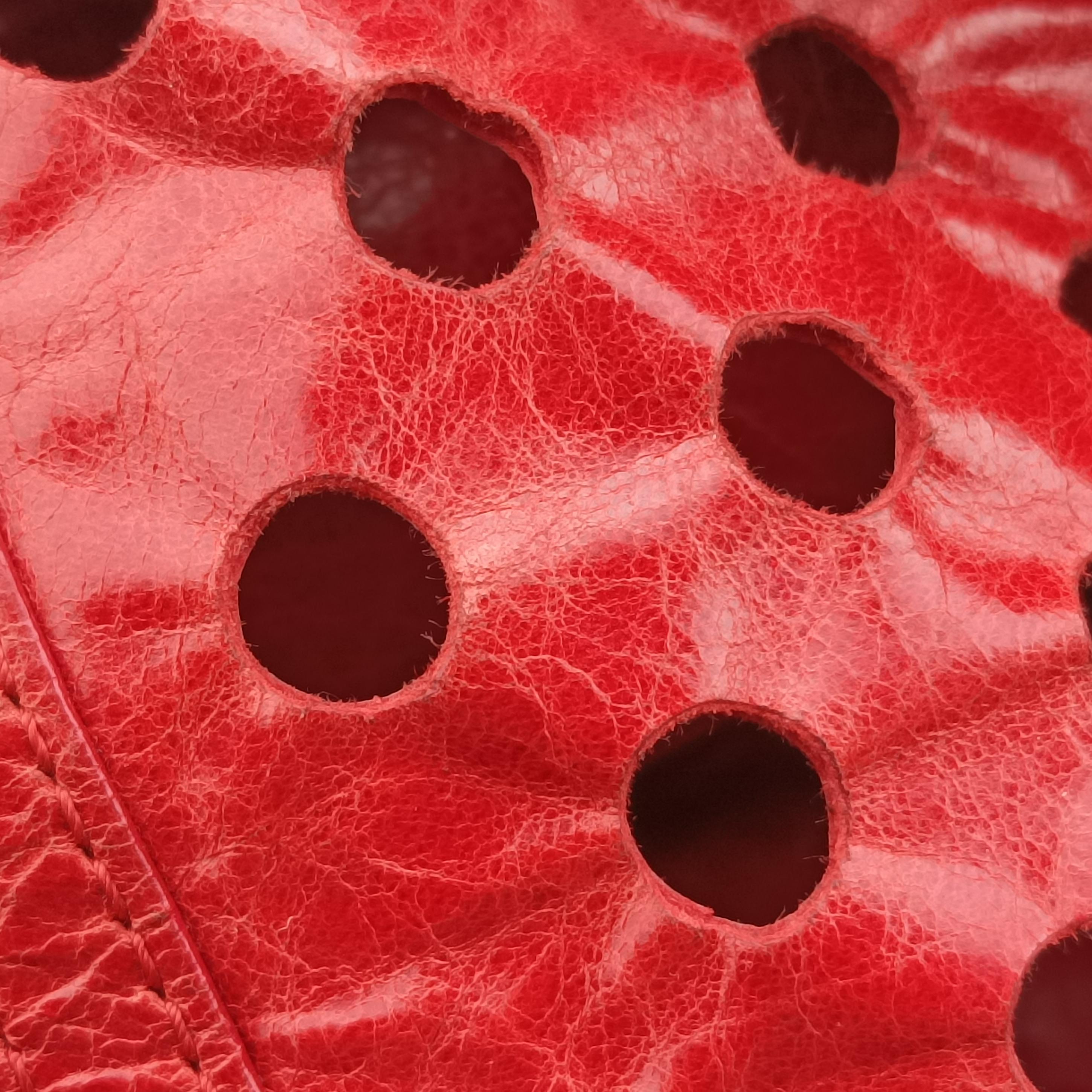 Pre-owned Balenciaga Perforated Polka Dots Kraft Red lambskin  shoulderbag | stylenewstar