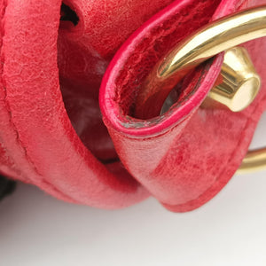 Pre-owned Balenciaga Perforated Polka Dots Kraft Red lambskin  shoulderbag | stylenewstar