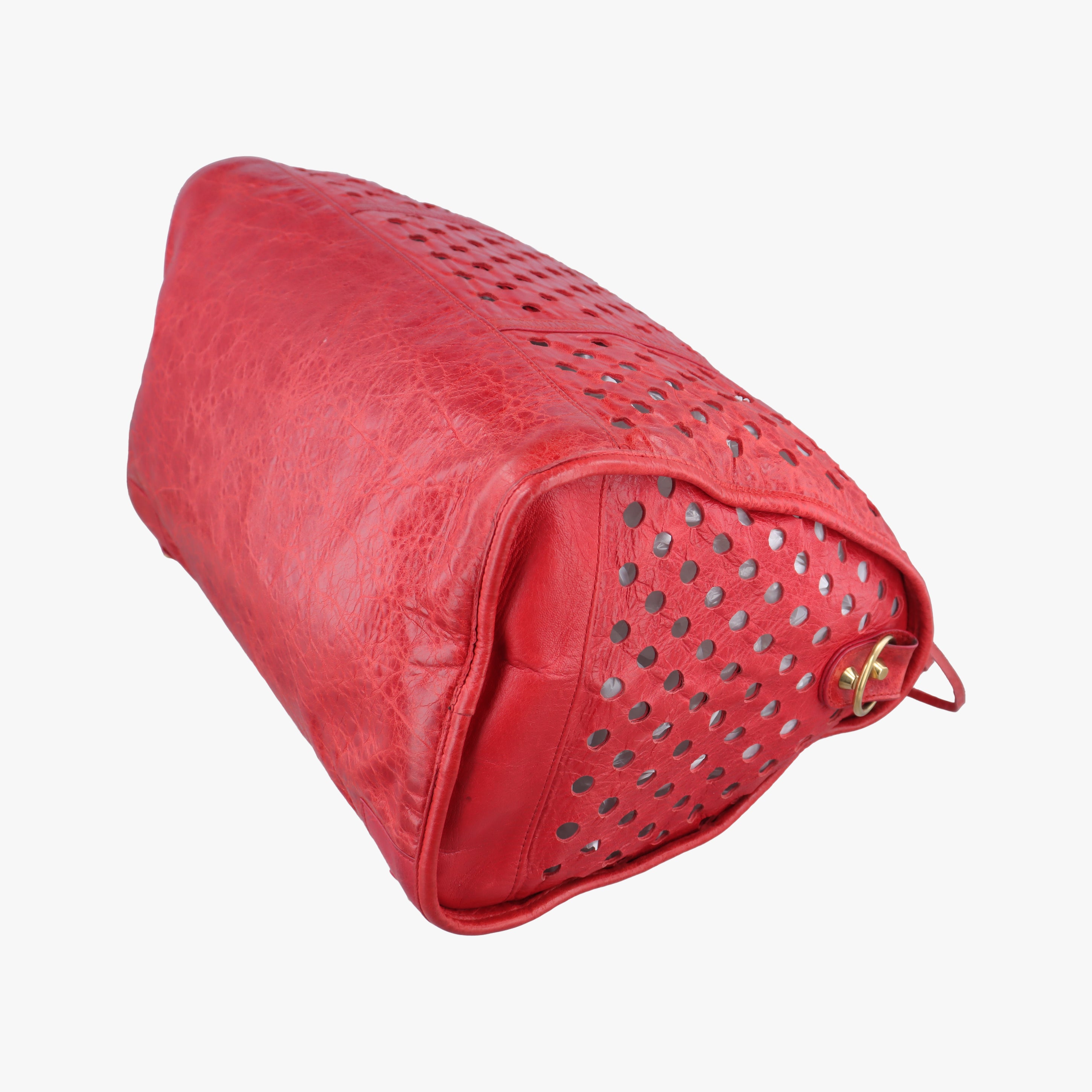 Pre-owned Balenciaga Perforated Polka Dots Kraft Red lambskin  shoulderbag | stylenewstar