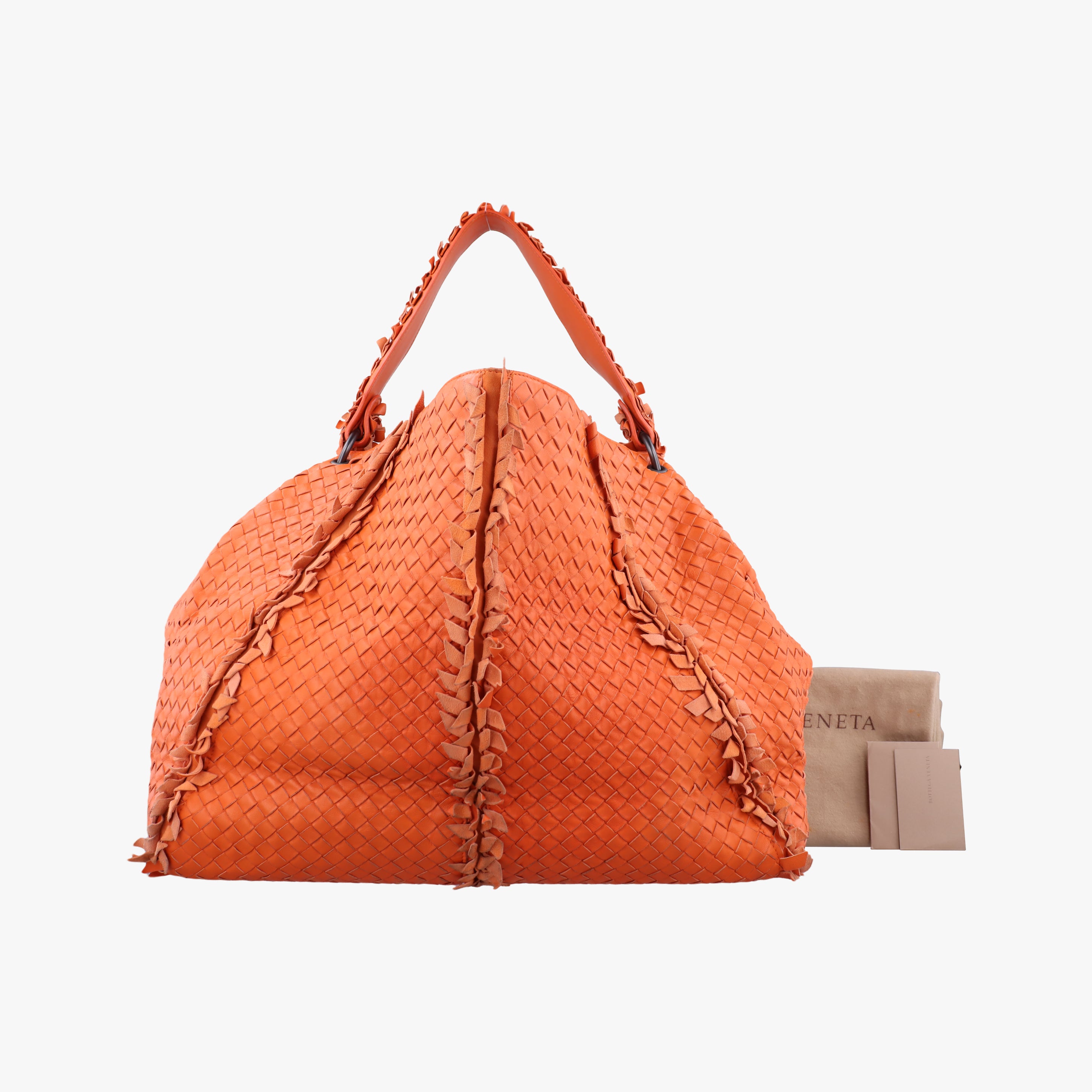 Pre-owned Bottega Veneta Intrecciato Hobo Orange lambskin  shoulderbag | stylenewstar