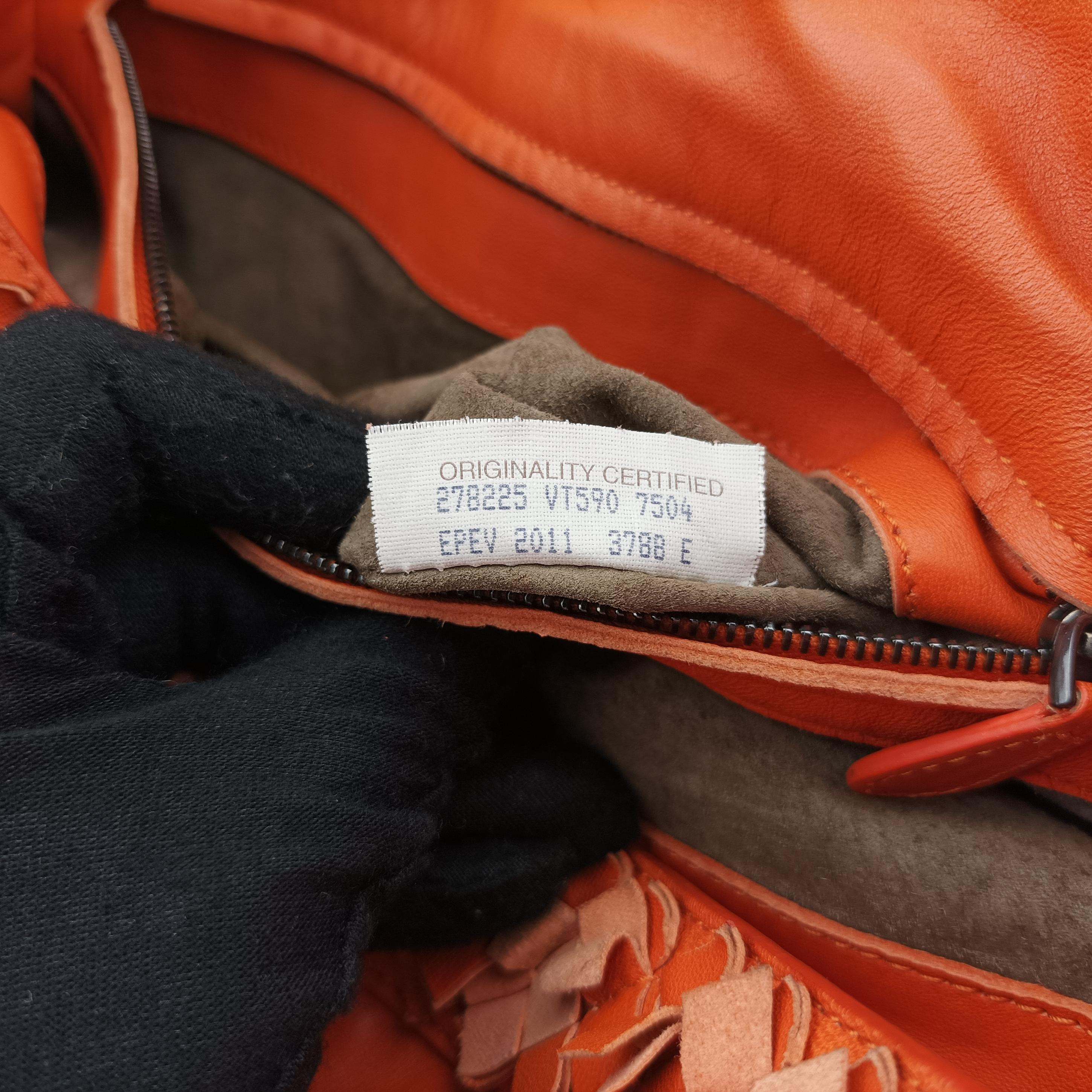 Pre-owned Bottega Veneta Intrecciato Hobo Orange lambskin  shoulderbag | stylenewstar