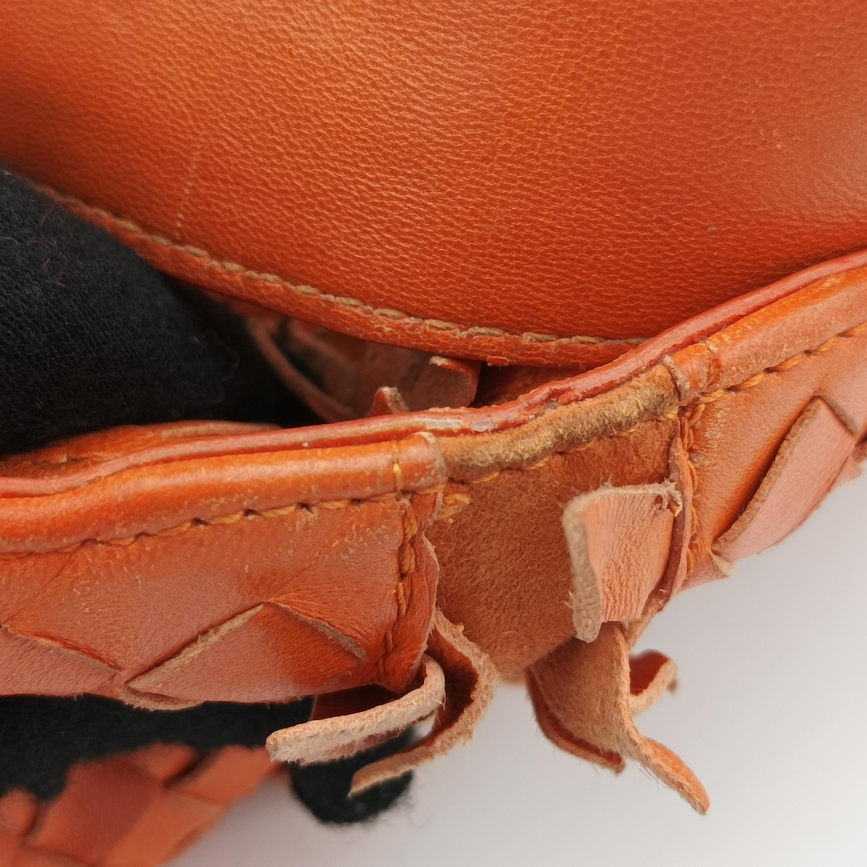 Pre-owned Bottega Veneta Intrecciato Hobo Orange lambskin  shoulderbag | stylenewstar