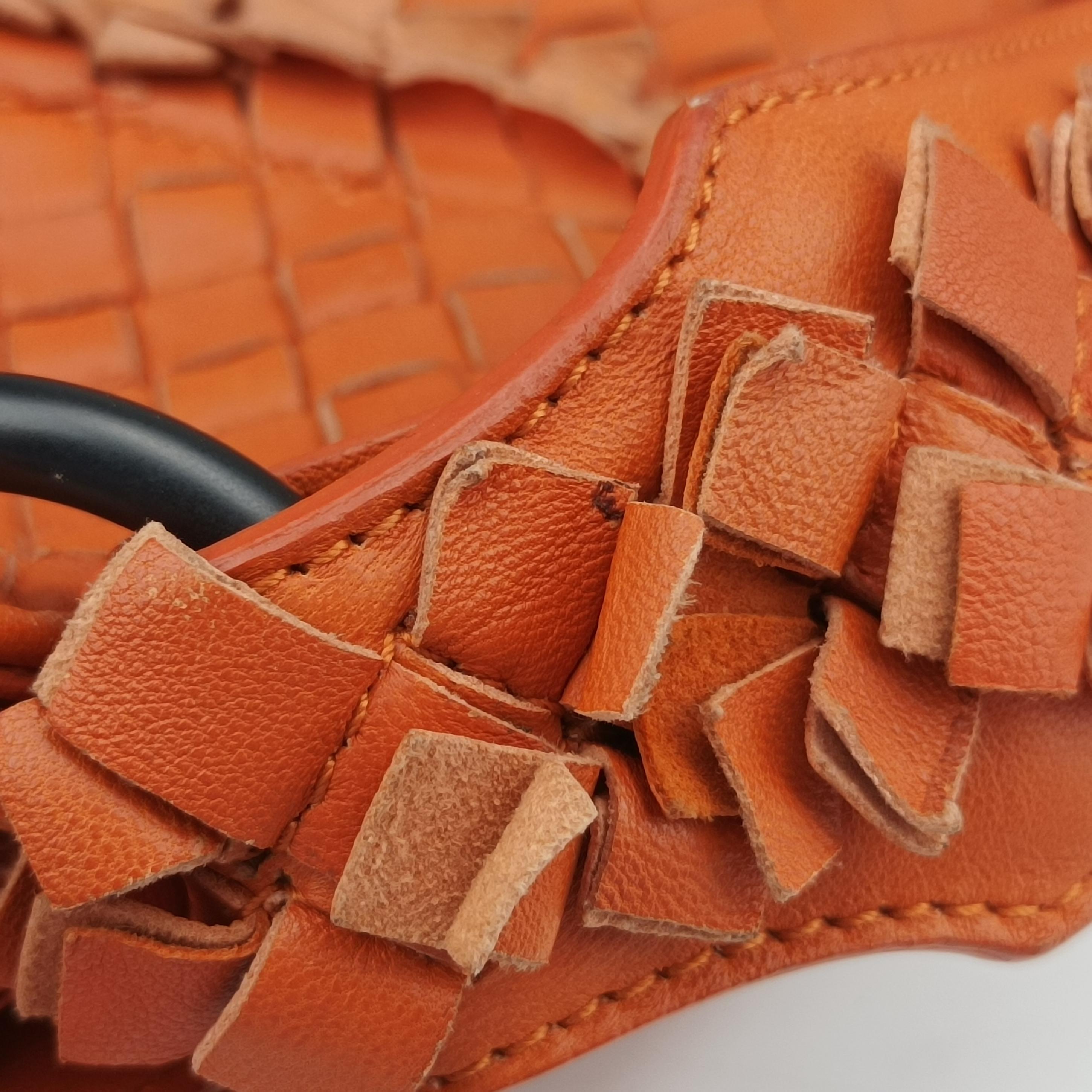 Pre-owned Bottega Veneta Intrecciato Hobo Orange lambskin  shoulderbag | stylenewstar