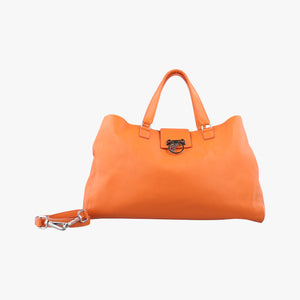 Pre-owned VERSACE Salvatore Ferragamo Orange leather  shoulderbag | stylenewstar