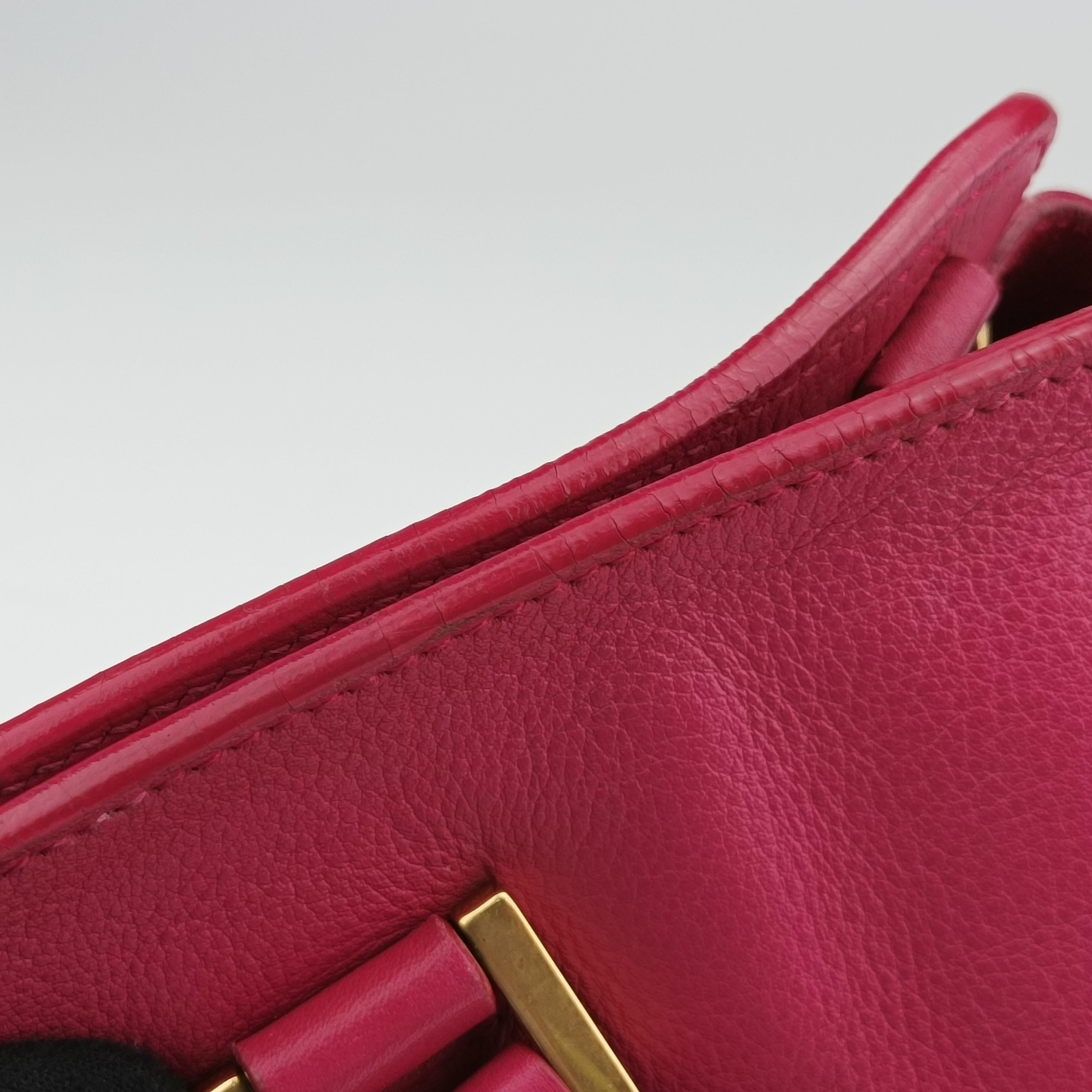 Pre-owned Yves Saint Laurent Y Ligne Petit Cabas Pink Leather 311210 shoulderbag | stylenewstar