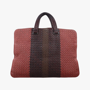 Pre-owned Bottega Veneta Intrecciato Brown×burgundy×red lambskin  handbag | stylenewstar