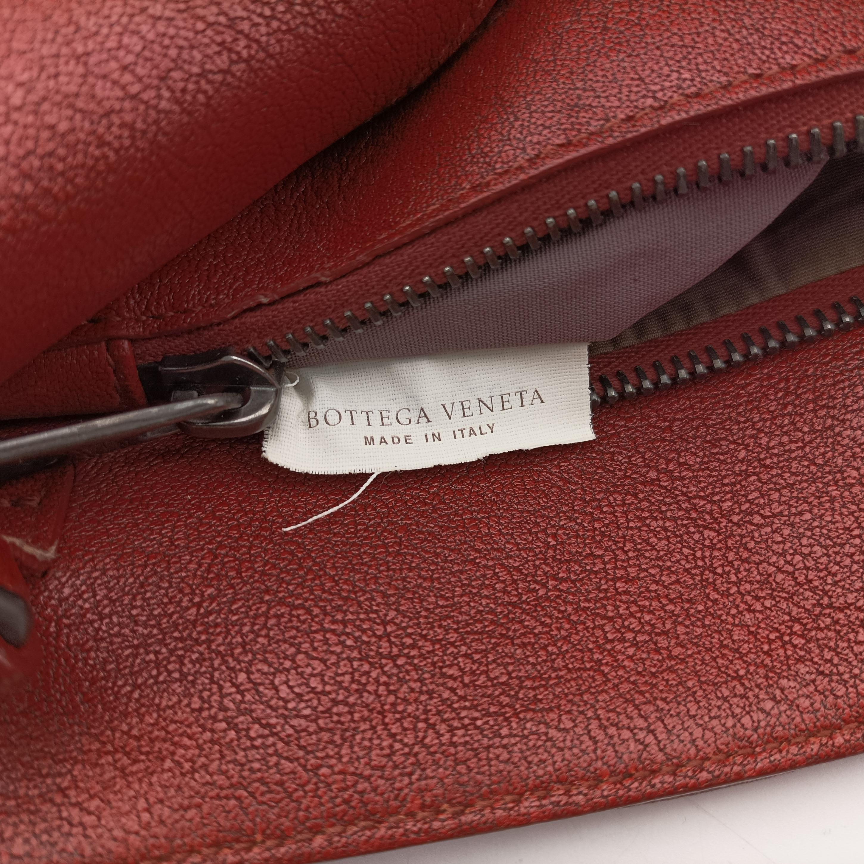 Pre-owned Bottega Veneta Intrecciato Brown×burgundy×red lambskin  handbag | stylenewstar