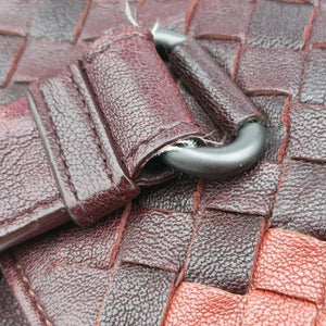 Pre-owned Bottega Veneta Intrecciato Brown×burgundy×red lambskin  handbag | stylenewstar