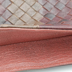 Pre-owned Bottega Veneta Intrecciato Brown×burgundy×red lambskin  handbag | stylenewstar
