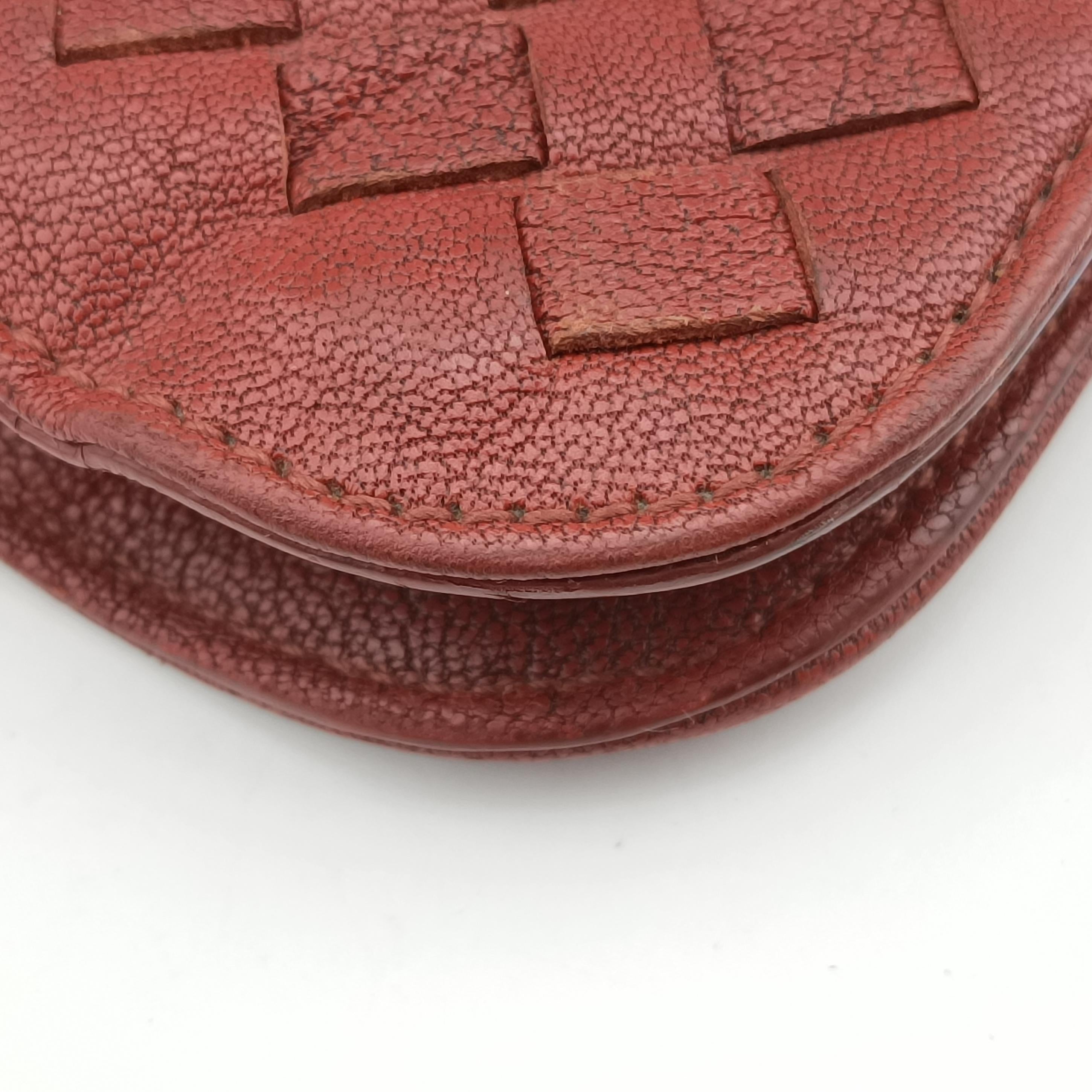 Pre-owned Bottega Veneta Intrecciato Brown×burgundy×red lambskin  handbag | stylenewstar