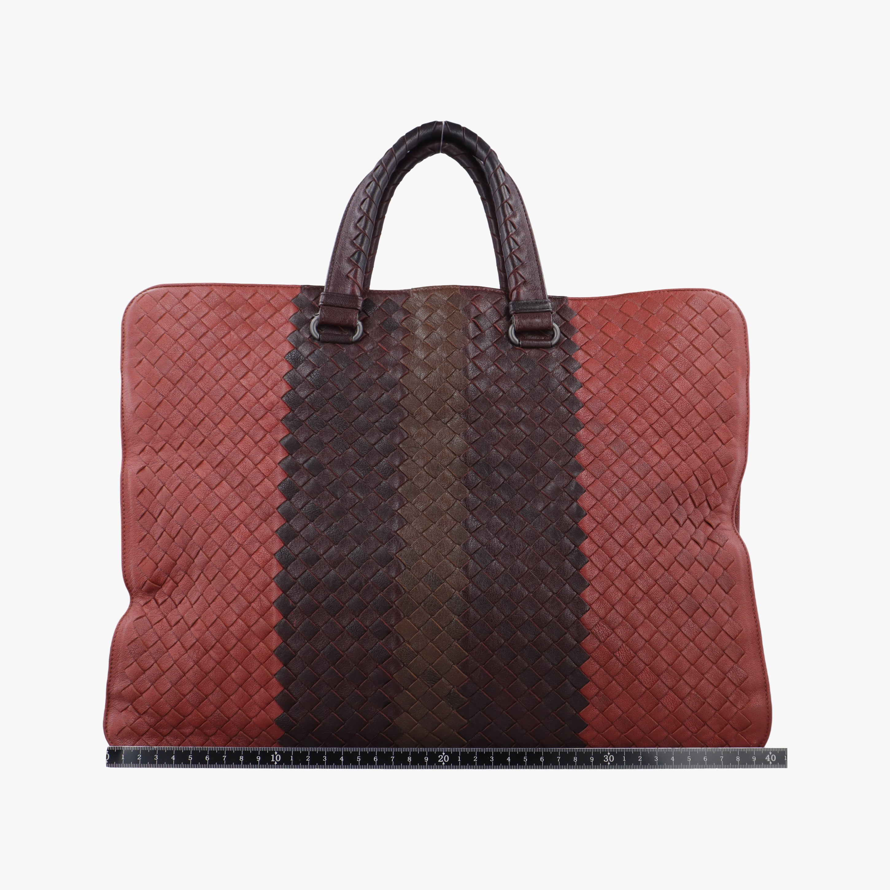 Pre-owned Bottega Veneta Intrecciato Brown×burgundy×red lambskin  handbag | stylenewstar