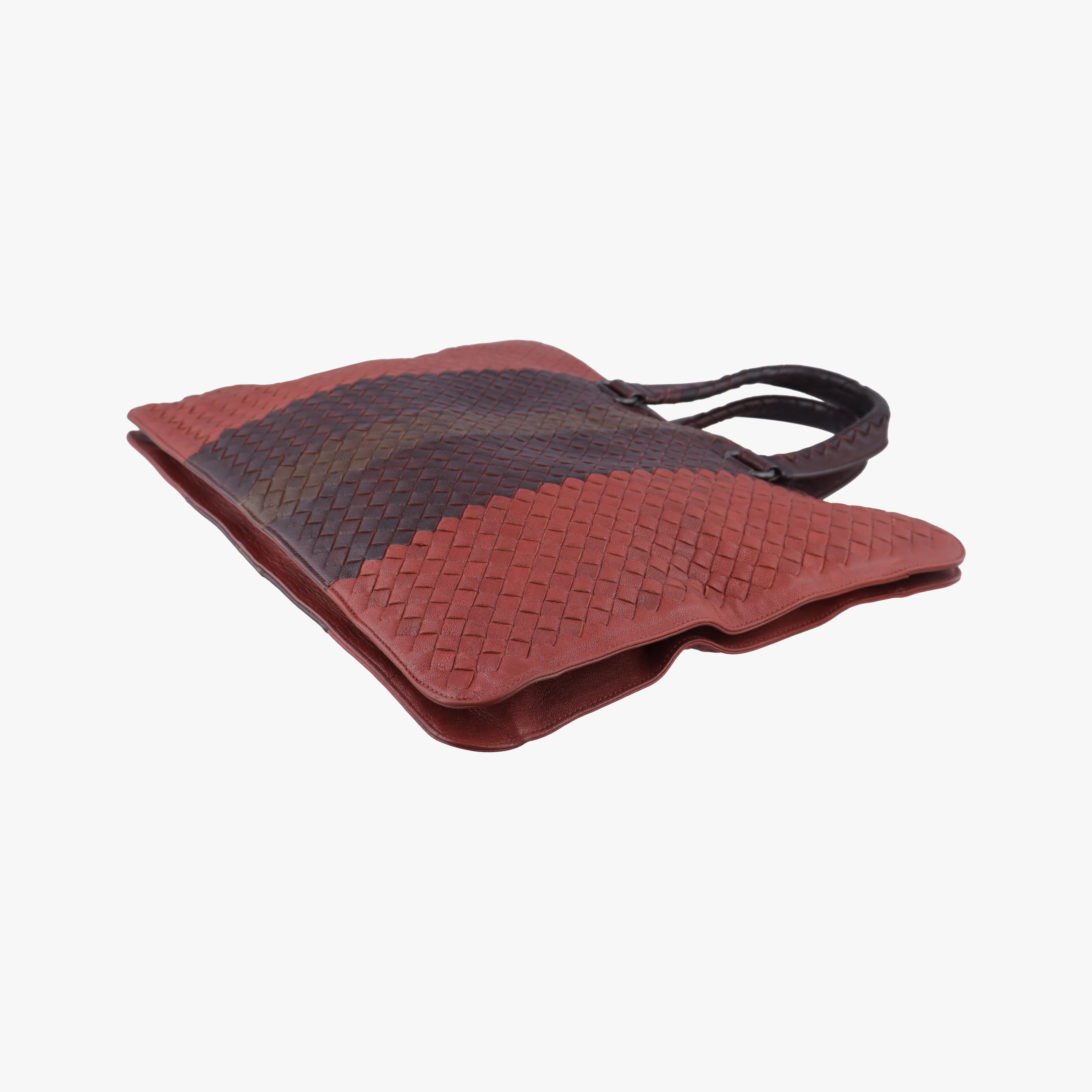 Pre-owned Bottega Veneta Intrecciato Brown×burgundy×red lambskin  handbag | stylenewstar