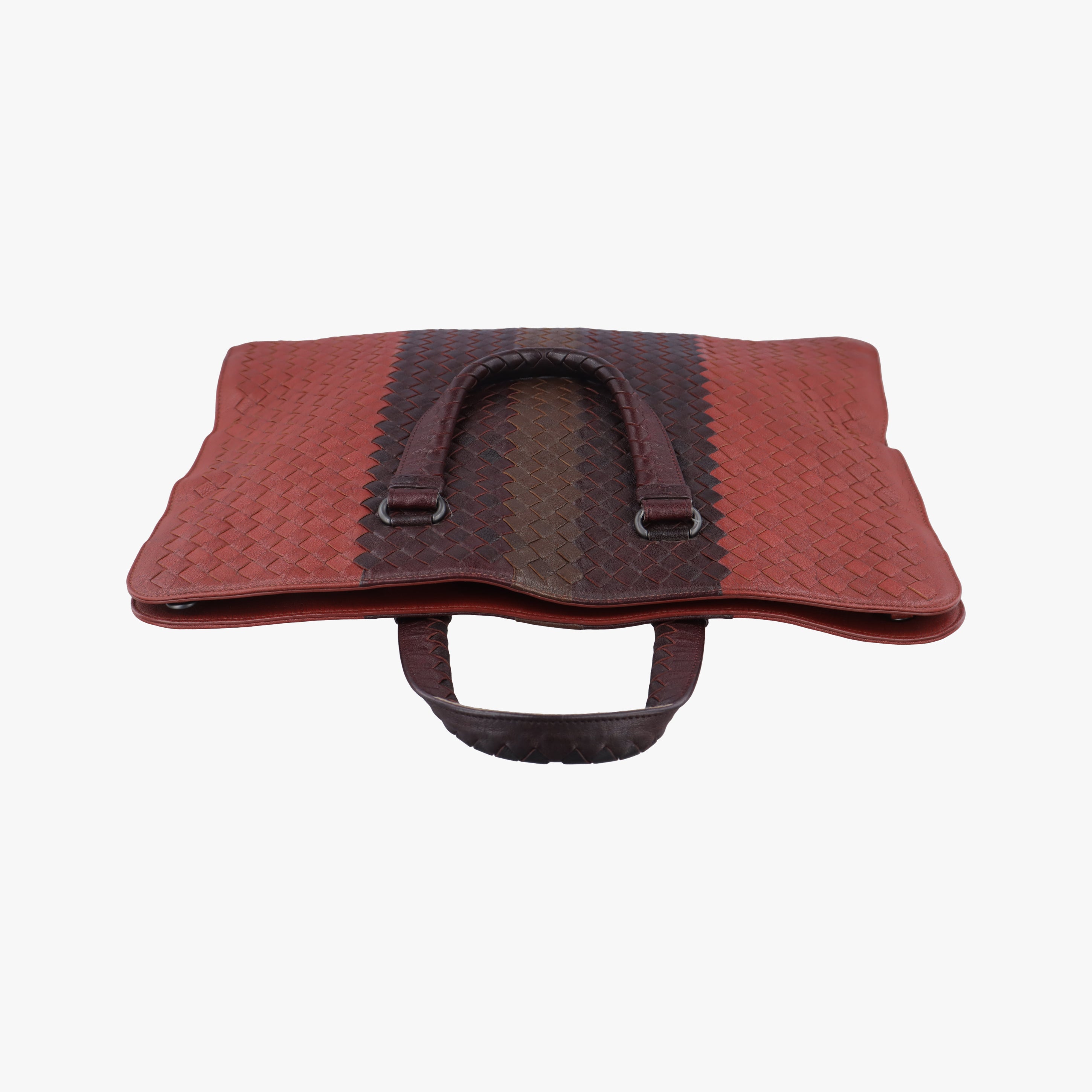 Pre-owned Bottega Veneta Intrecciato Brown×burgundy×red lambskin  handbag | stylenewstar