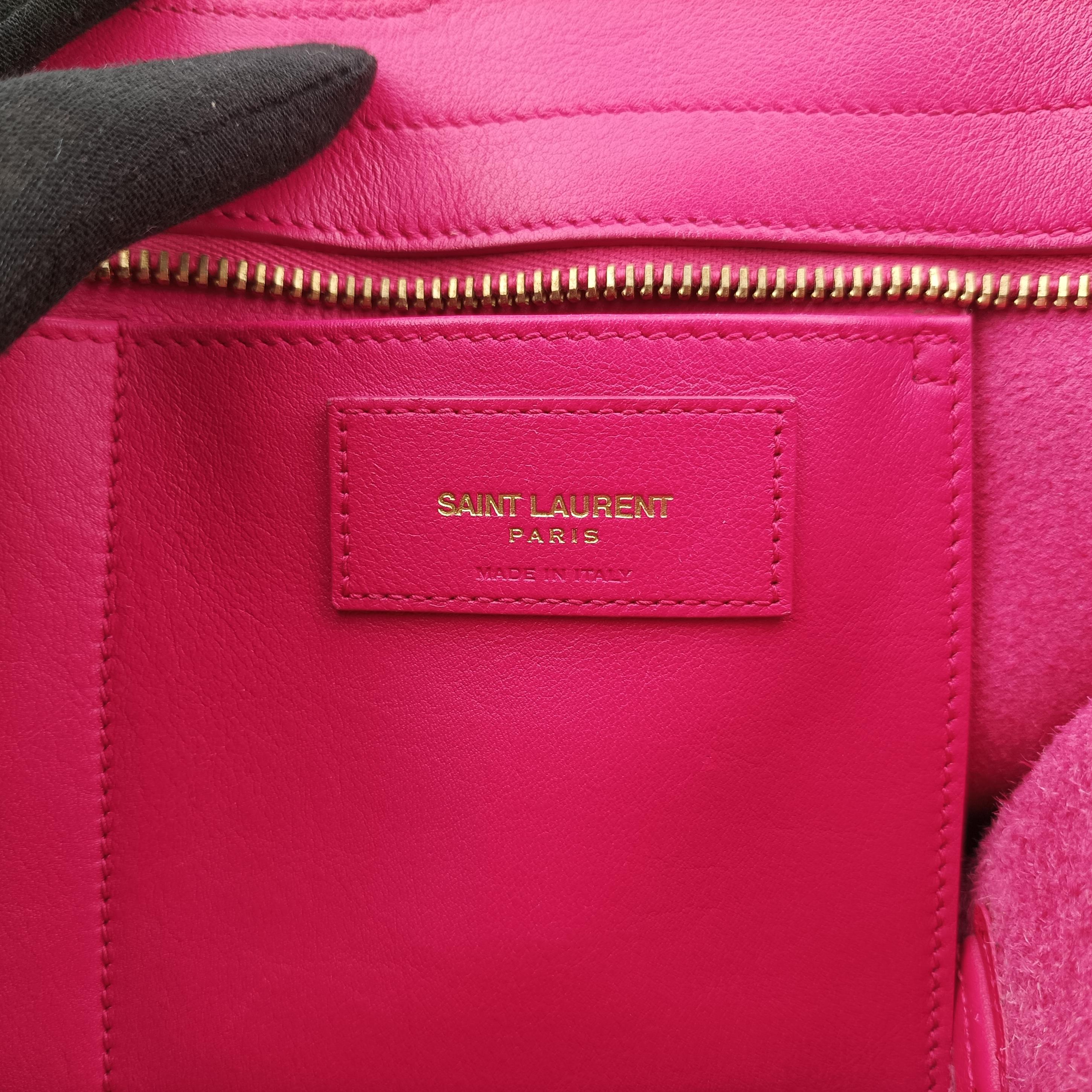 Pre-owned Yves Saint Laurent BABY CABAS Pink Leather 394461 shoulderbag | stylenewstar